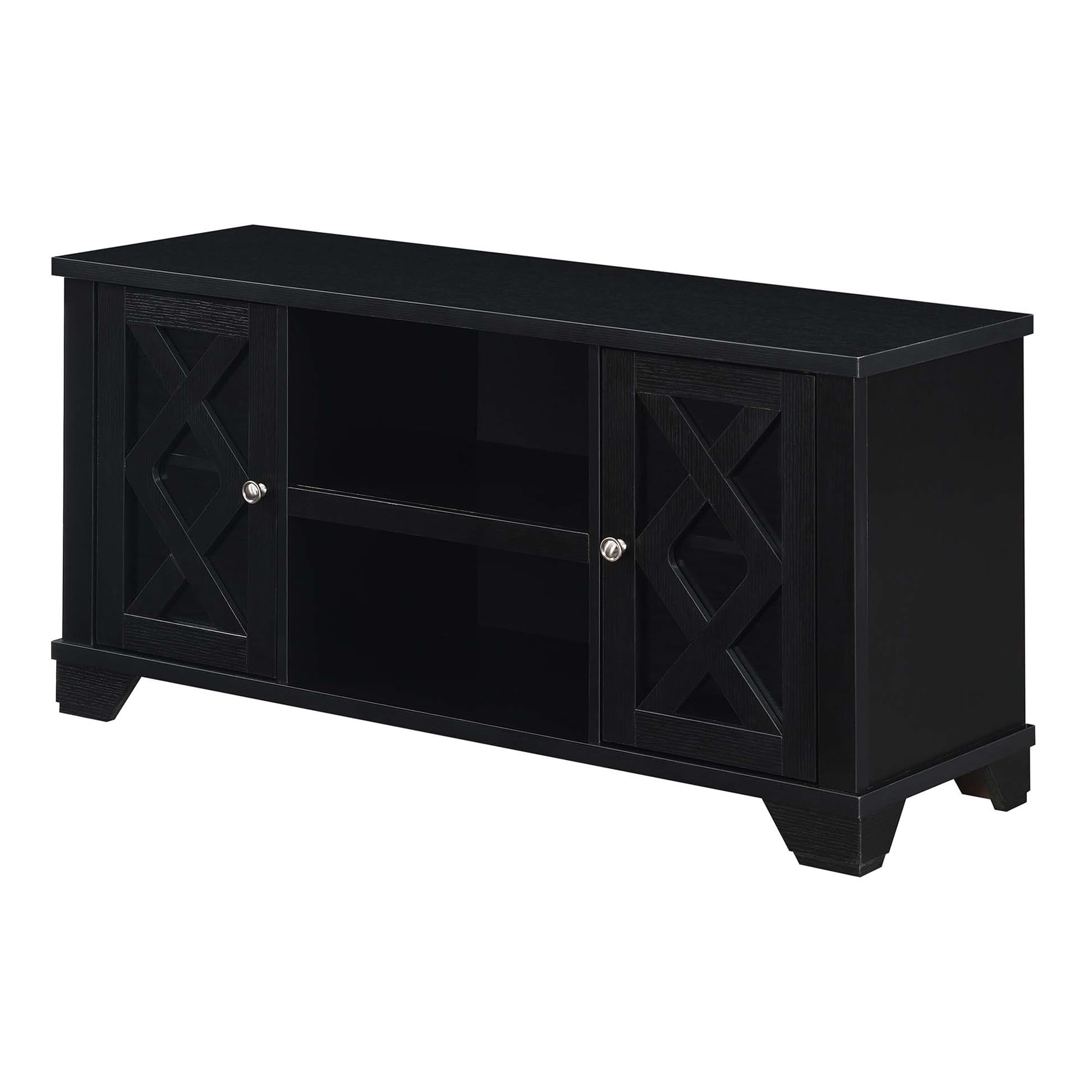 Convenience Concepts Gateway 47.25 Inch TV Stand - Traditional Black Entertainment Center with Storage Cabinets & Shelves for Living Room, Office | Perfect for Family Movie Nights & Home Theater Setup