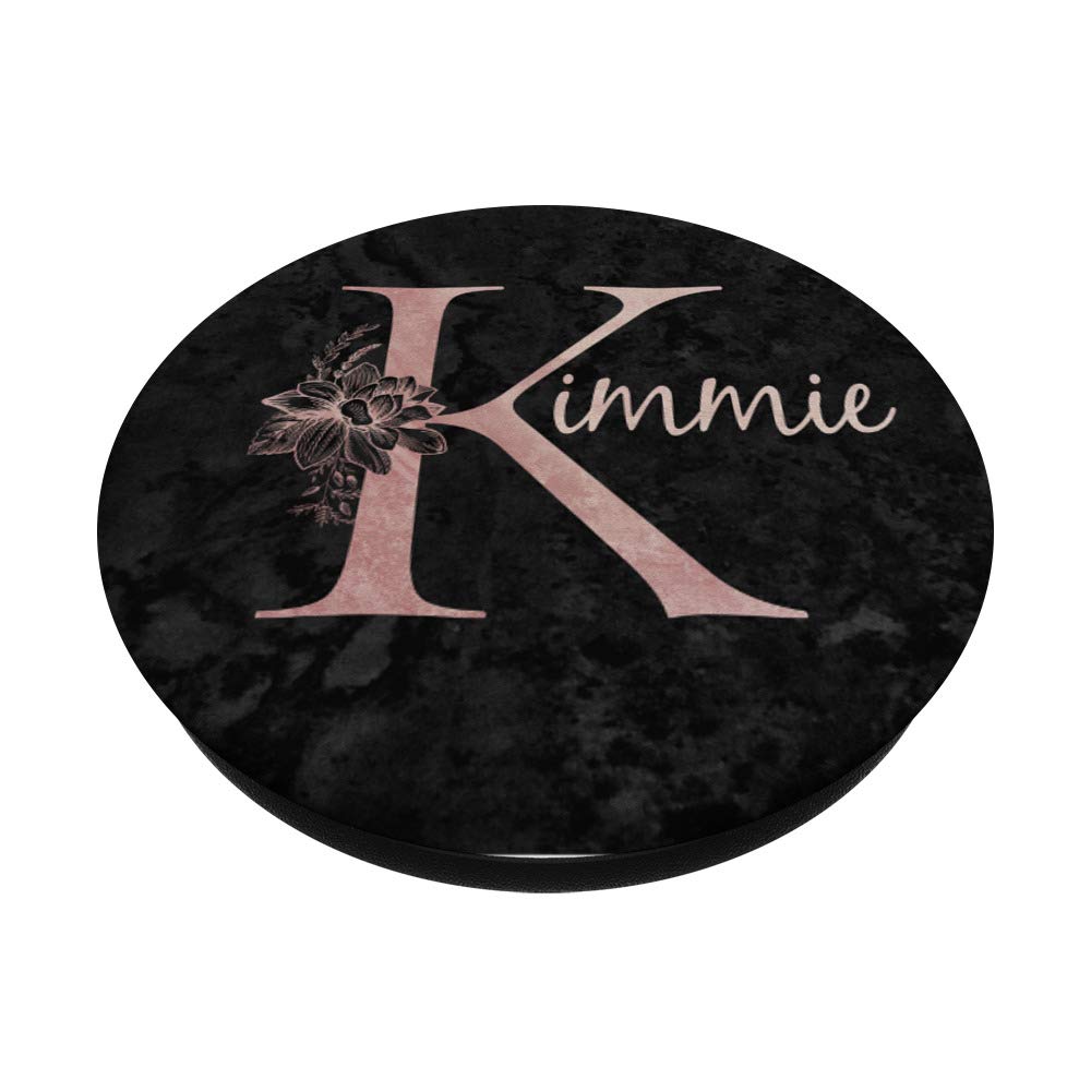 Kimmie Name Personalized Pink Rose on Black Design PopSockets PopGrip - Swappable Phone Grip for iPhone, Samsung & Tablets - Perfect Gift for Birthdays, Christmas & Everyday Use