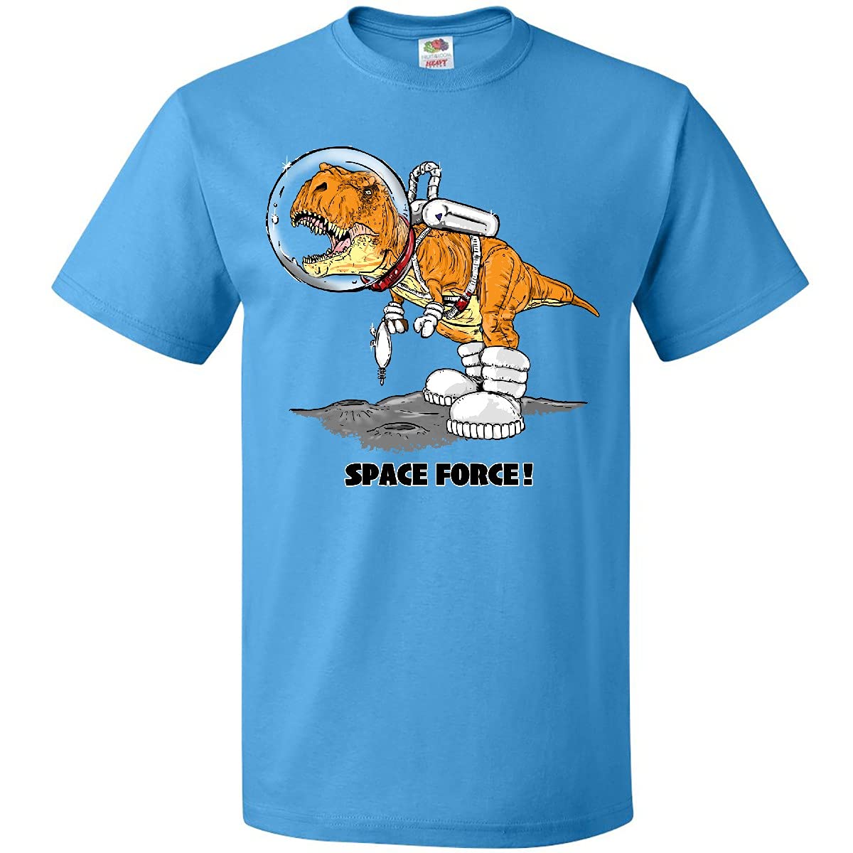 Inktastic Space Force Dinosaur Astronaut Graphic T-Shirt for Men - Funny Space-Themed Cotton Tee for Casual Wear & Gifts