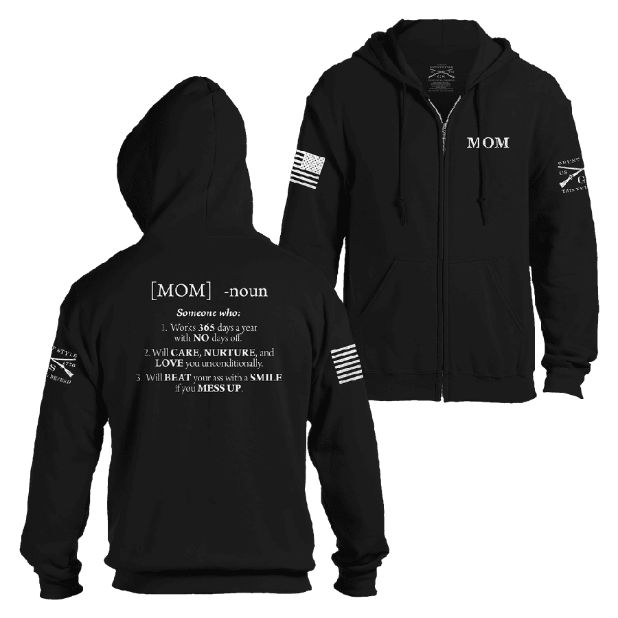 Women's Mom Defined Full Zip Hoodie - Black | Comfortable & Stylish Fleece Jacket for Everyday Wear | Perfect for Casual Outings, Errands & Lounging