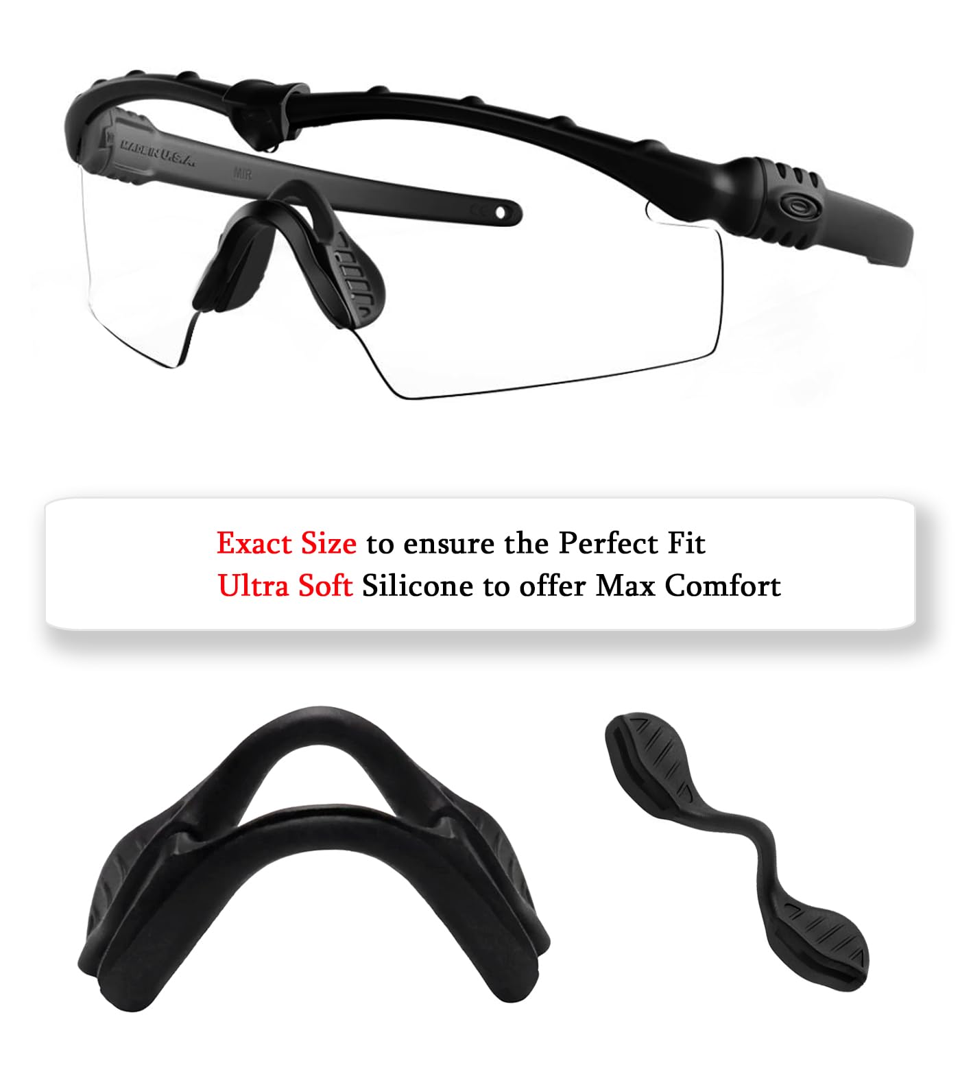 Replacement Nose Pads for Oakley Si M Frame 2.0/3.0, M Frame 2.0 Strike, Industrial & SI Ballistic M Frame 2.0 Sunglasses - Black - Perfect for Sports, Outdoor Activities & Daily Wear