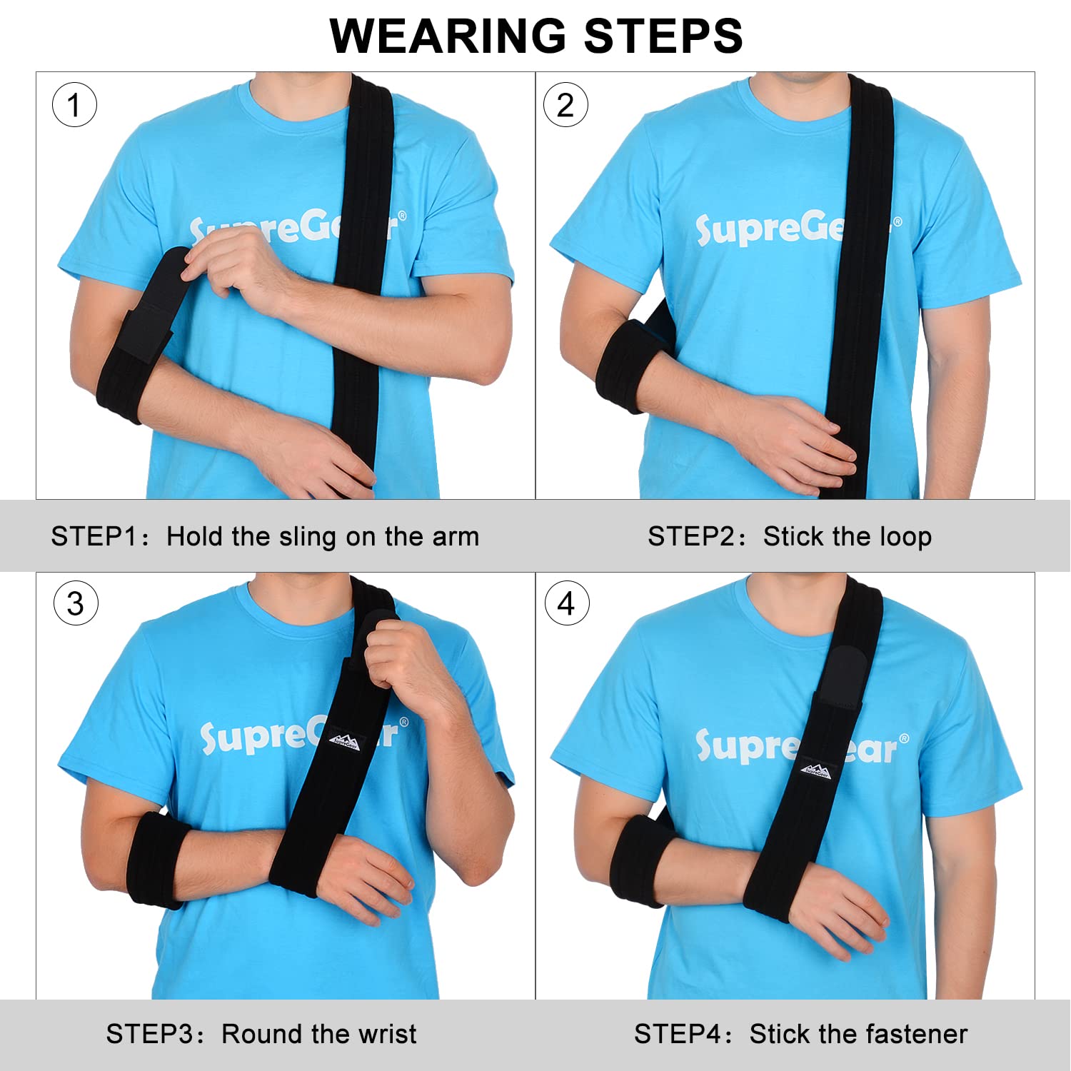 Supregear Adjustable Arm Sling - Lightweight Shoulder Support for Injured Arm, Elbow, Broken Collarbone & Rotator Cuff - Left/Right Arm Immobilizer for Men & Women - Ideal for Post-Surgery, Sports Injuries & Daily Recovery