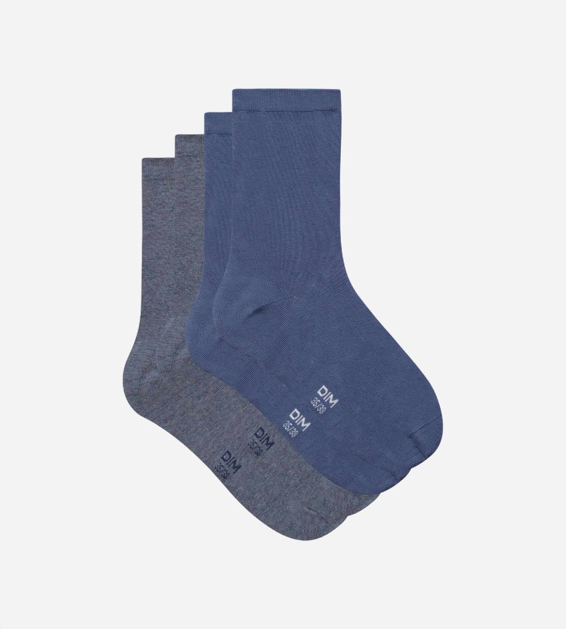 2 Pairs Women's Socks - Soft Cashmere Blue & Basic Gray Cotton Crew Socks for Everyday Comfort | Perfect for Work, Home & Casual Wear