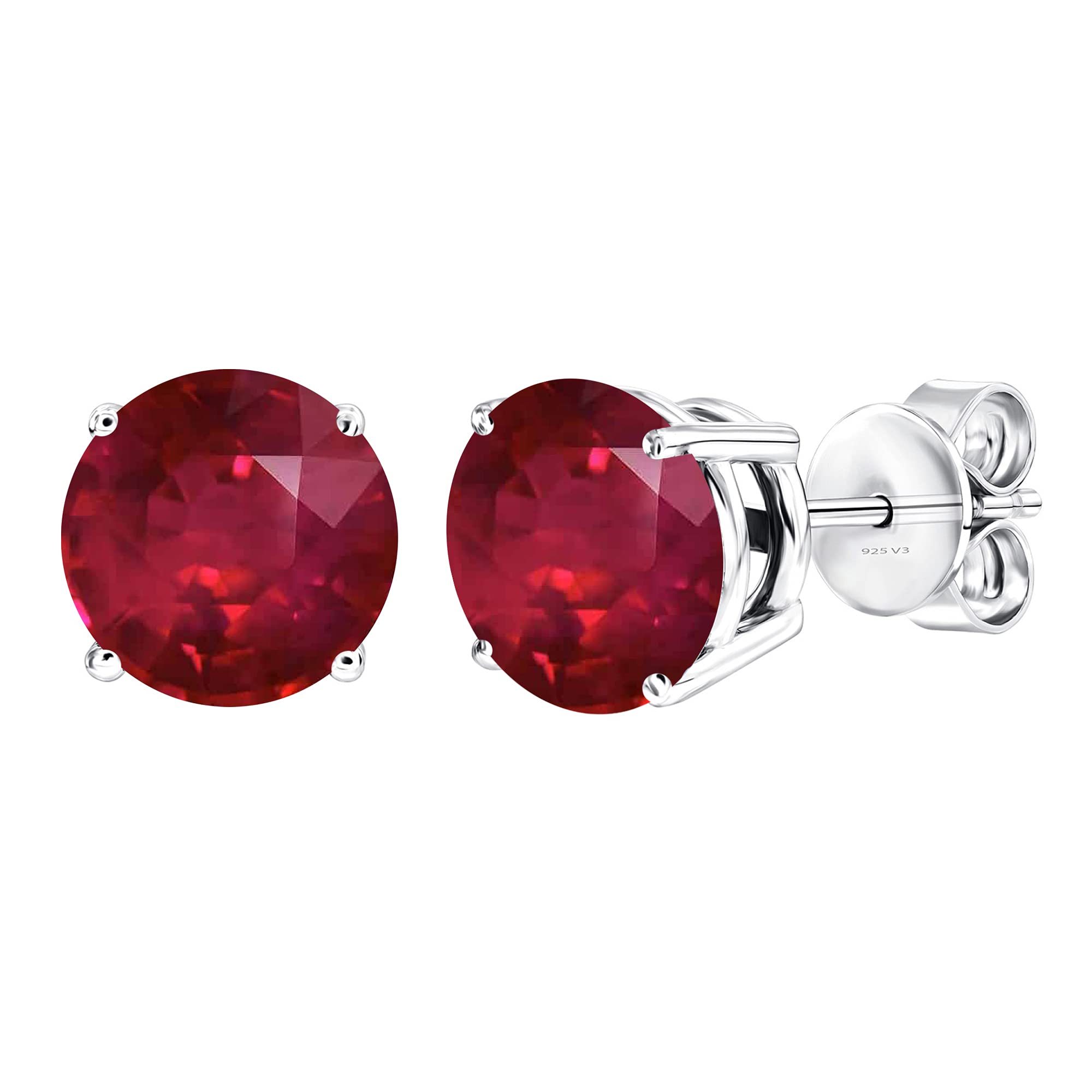 Exquisite Sterling Silver Ruby Stud Earrings for Women | Genuine Gemstone Jewelry Gift for Her | Perfect for Weddings, Parties & Everyday Wear