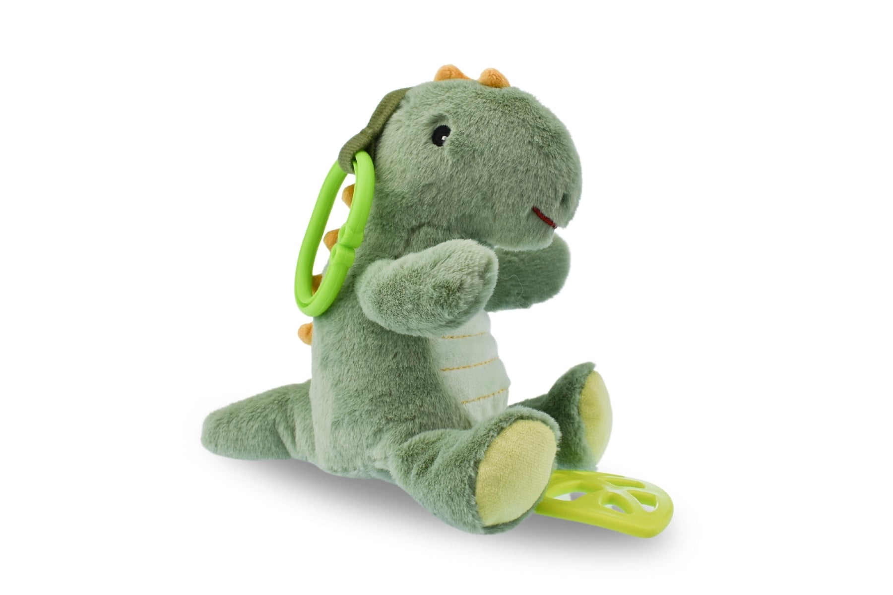 Snuggle Buddy Minty Dinosaur Jiggle & Shake Clip Toy - Soft Plush Dinosaur Clip for Kids, Babies & Toddlers - Perfect for Strollers, Car Seats & Backpacks