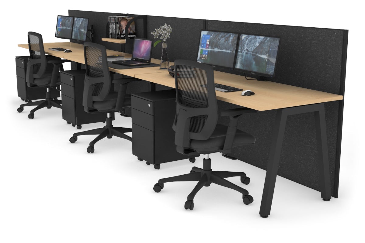 Horizon Quadro 3-Person Office Workstation Desk - 1200L x 700W Large Workspace for Collaborative Teams | Perfect for Shared Office Spaces & Coworking Environments