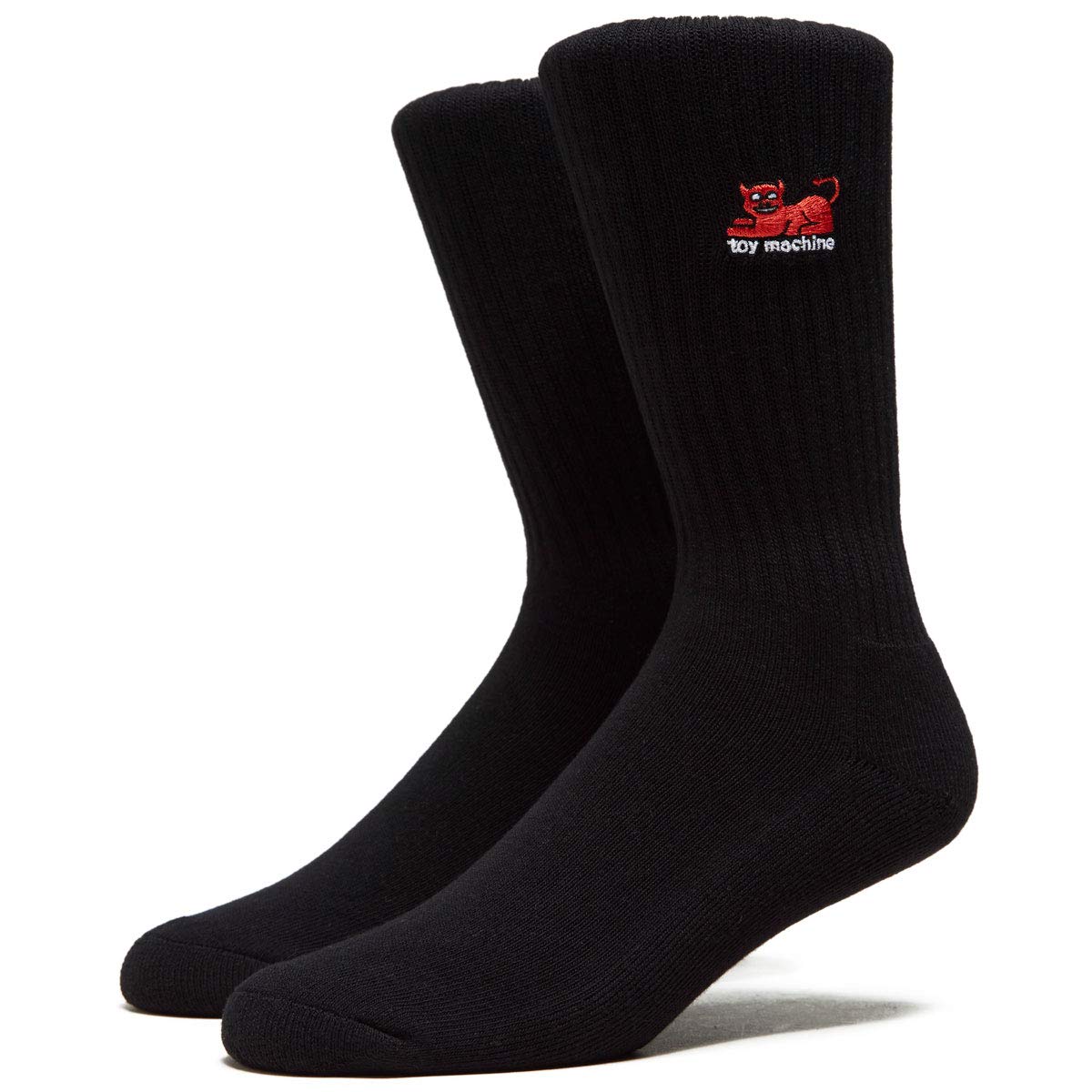 Toy Machine Devil Cat Socks for Men & Women - Black Graphic Novelty Crew Socks - Perfect for Cosplay, Halloween Costumes & Anime Lovers