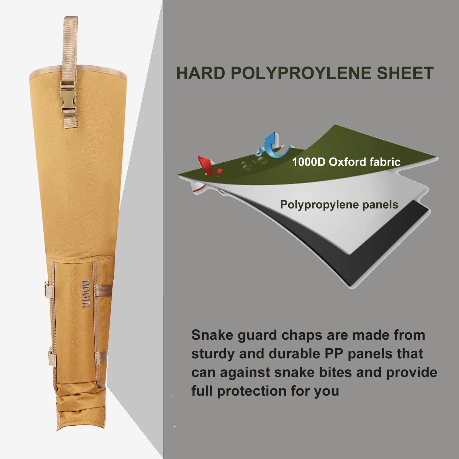 QOGIR Snake Guard Chaps - Full Leg Protection for Hunting & Outdoor Activities | Anti-Snake Bite, Briar & Thorn Proof Gaiters | Ideal for Hiking, Camping & Wilderness Exploration