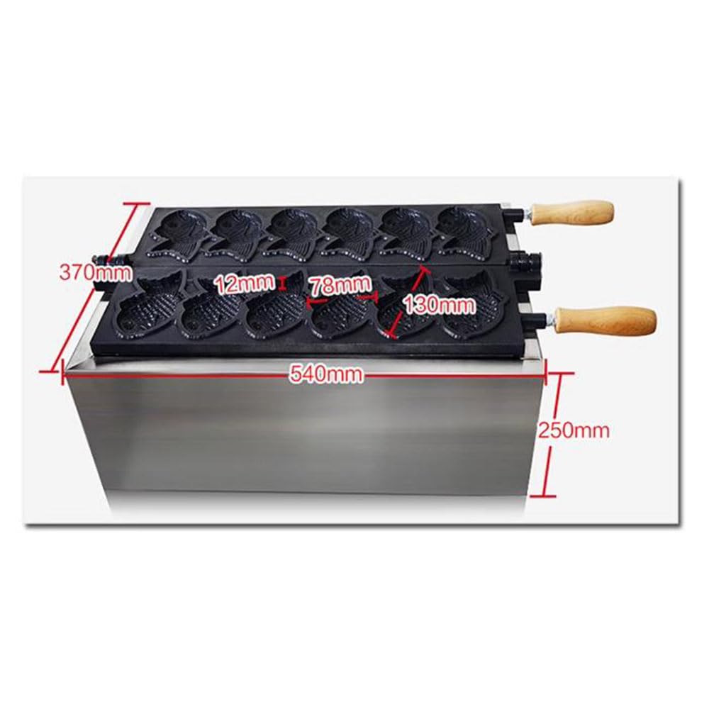 Commercial Electric Stainless Steel Taiyaki Waffle Maker - Japanese Fish Cake & Dessert Machine (220V, Mechanical) - Perfect for Street Food, Cafes, and Home Baking