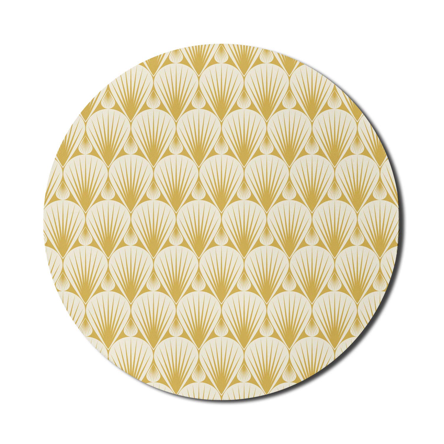 Ambesonne Round Non-Slip Rubber Mouse Pad - Minimalist Seashell Design in Beige & Cream - 8 Inch Computer Gaming Mousepad for Office & Home Use