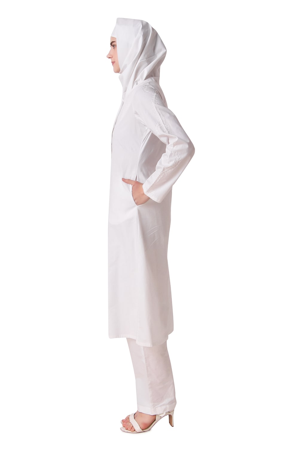 Elegant White Front Open Cotton Salwar Kameez for Women - Traditional Indian Ethnic Wear for Festivals, Weddings & Special Occasions