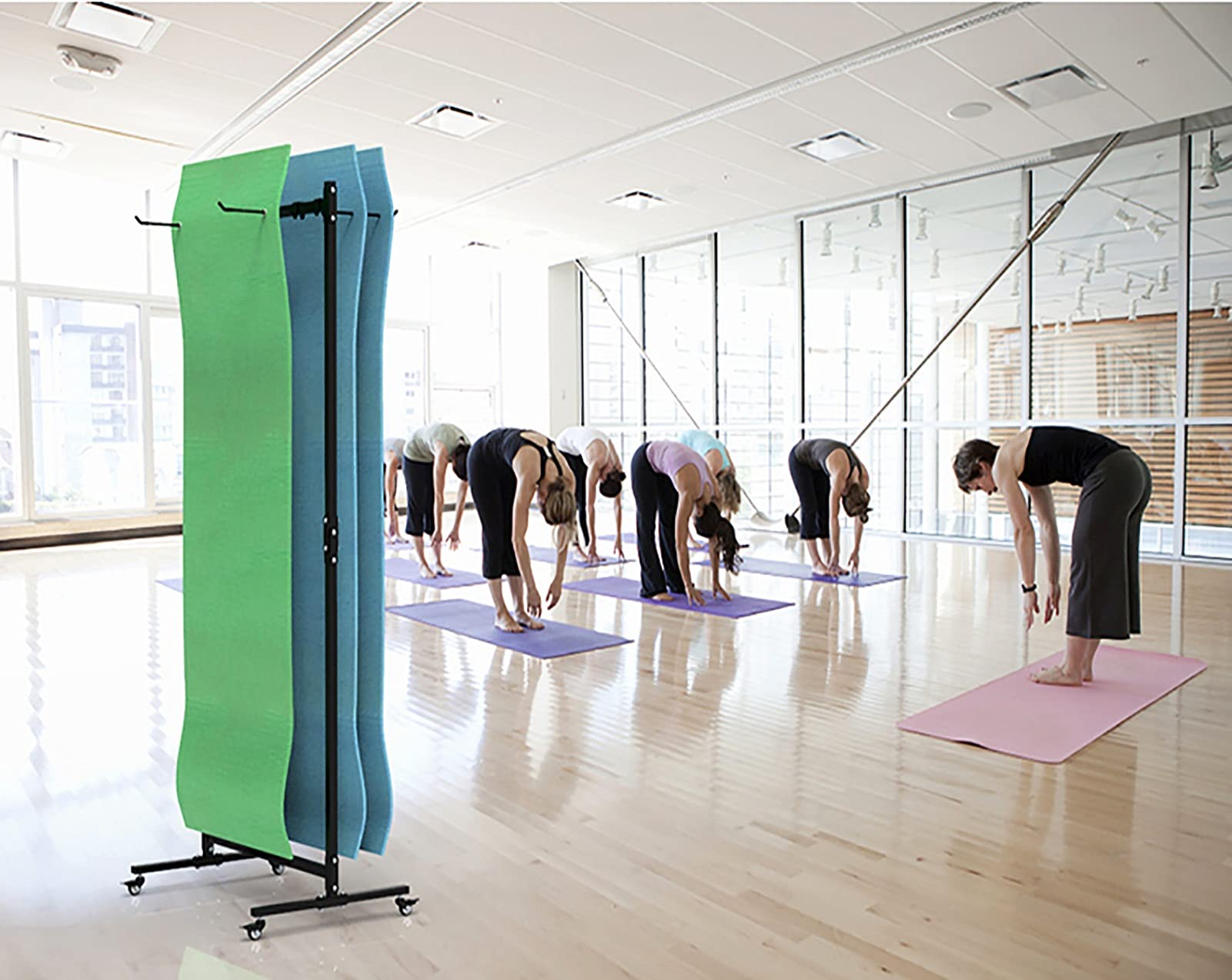 Commercial Yoga Mat Hanger Cart - Holds 40 Mats | Yoga Studio Storage Organizer for Exercise Mats, Foam Rollers & Resistance Bands | Perfect for Gym, Fitness Center & Home Yoga Practice
