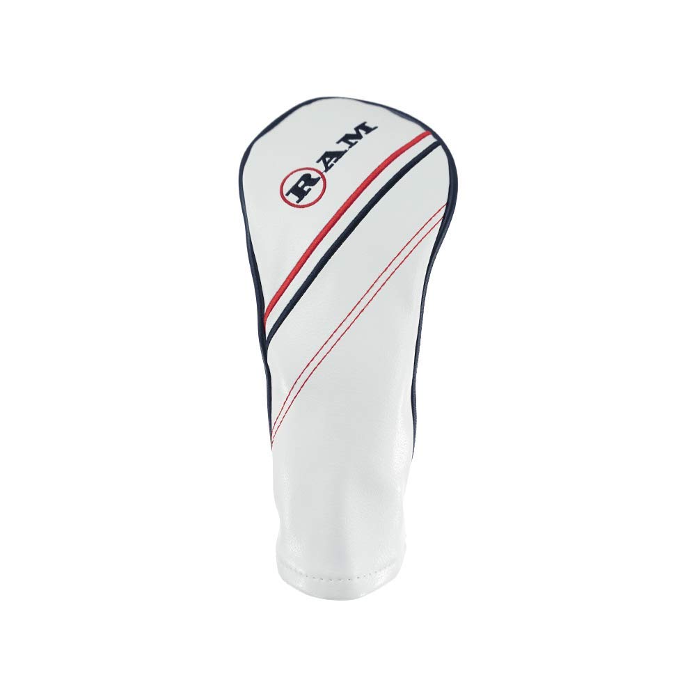 Ram Golf FX PU Leather Headcovers - Premium White Golf Club Covers for Drivers, Woods, and Hybrids | Perfect for On-Course Protection and Style