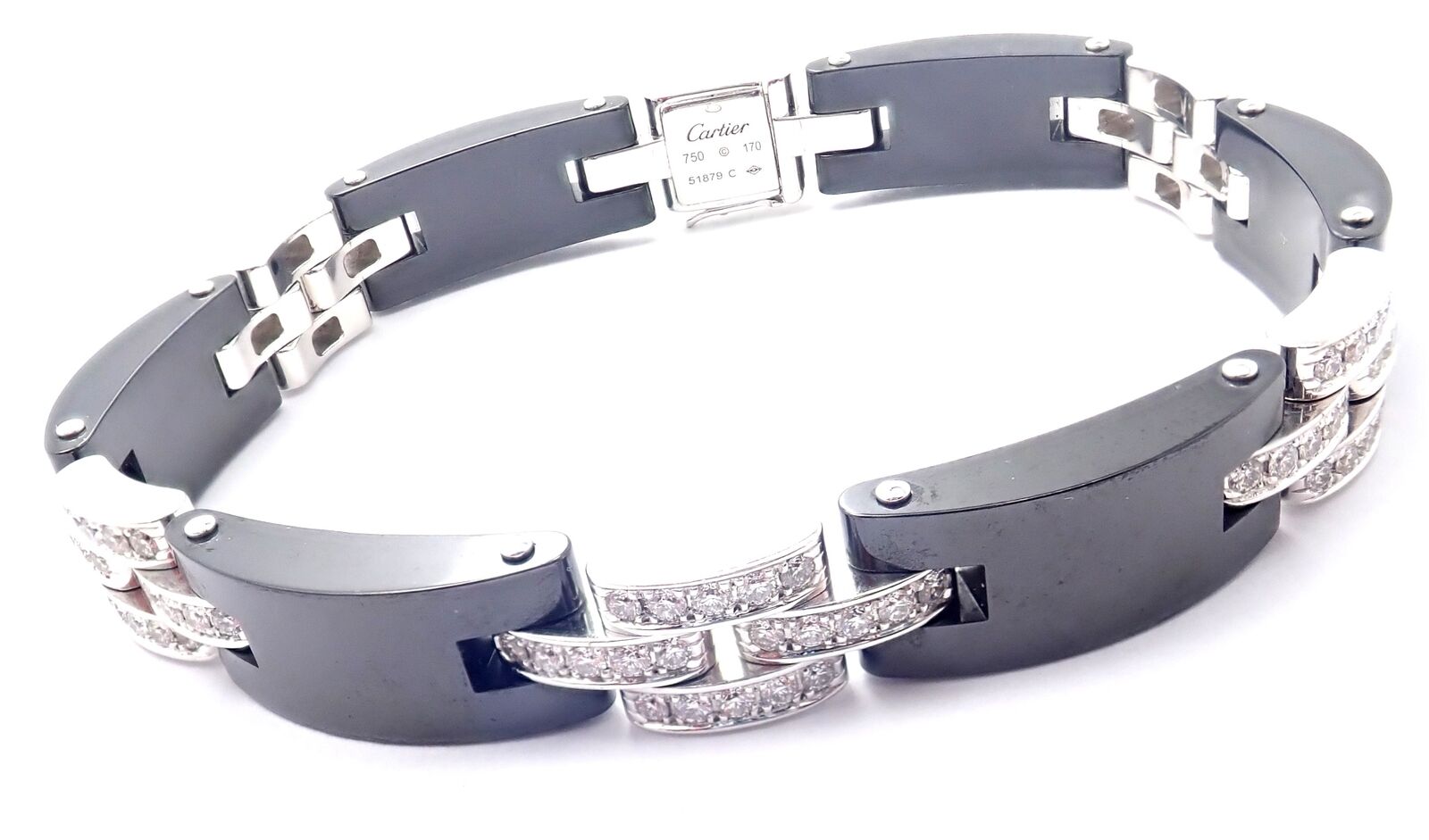 Authentic Cartier Maillon Panthere 18K White Gold Diamond Ceramic Link Bracelet | Luxury Jewelry for Women | Perfect for Gifts, Weddings & Special Occasions