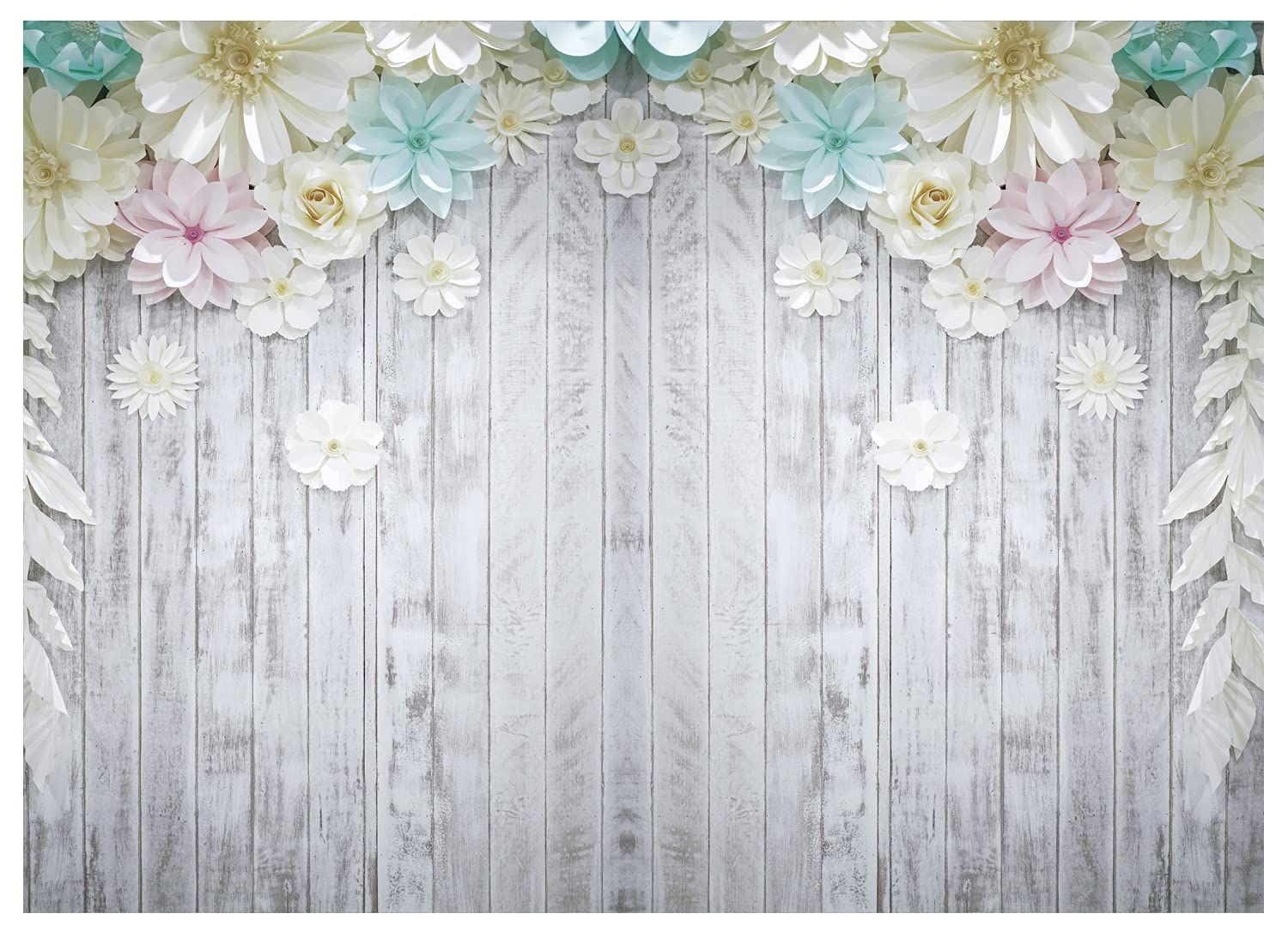 7x5FT Gray & White Rustic Wooden Floor Photography Backdrop - Vinyl Studio Props for Birthday Party, Baby Shower, Wedding Decor & Professional Photo Shoots (DH-28)