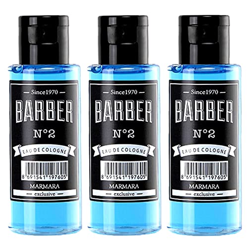 Marmara Barber Cologne No 2 Blue - Premium Traditional Aftershave for Men, 50ml x 3 Bottles Set - Ideal for Barbershops, Grooming Kits & Classic Shaving Enthusiasts