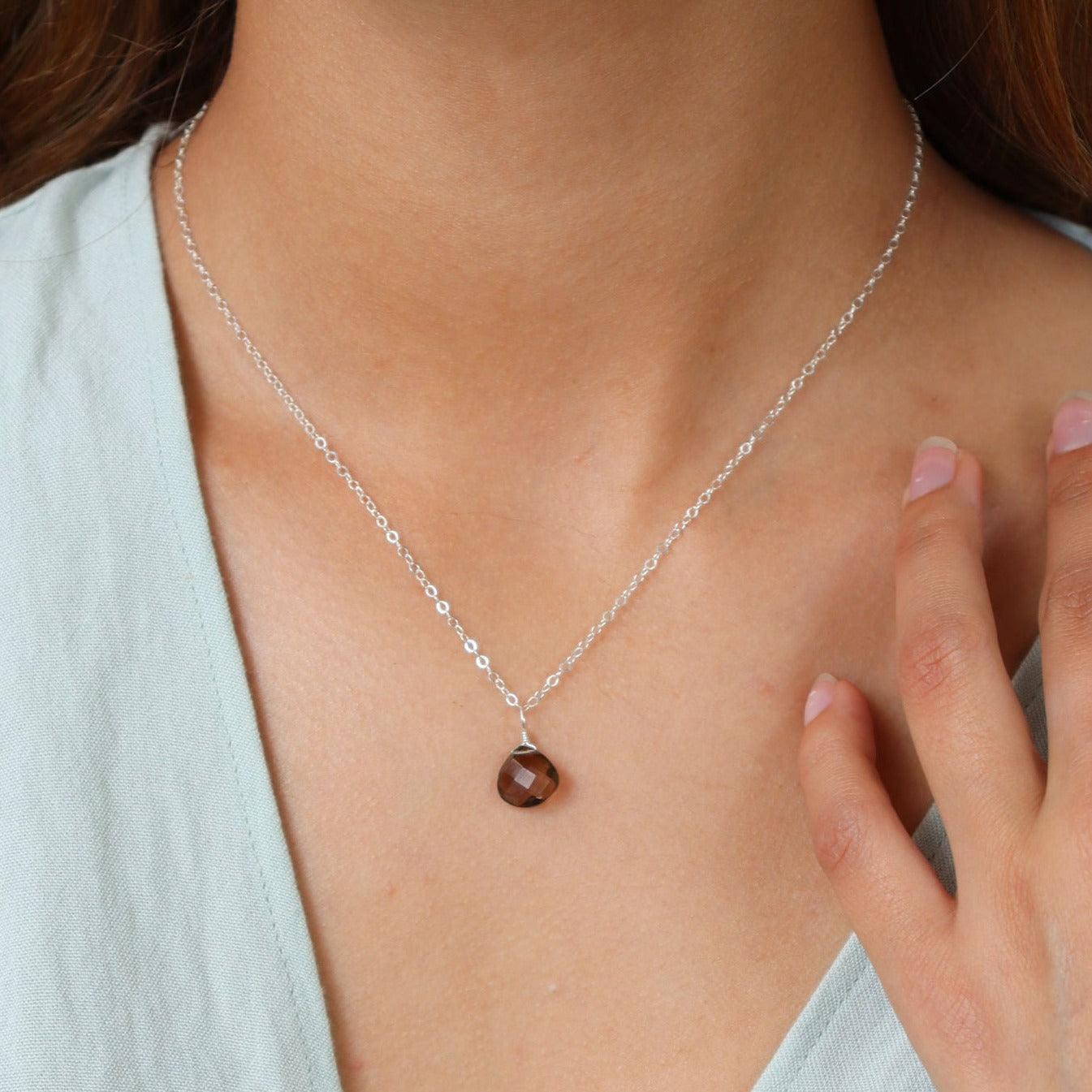 Elegant Smoky Quartz Teardrop Earrings and Necklace Set for Women - Perfect for Weddings, Parties & Everyday Wear