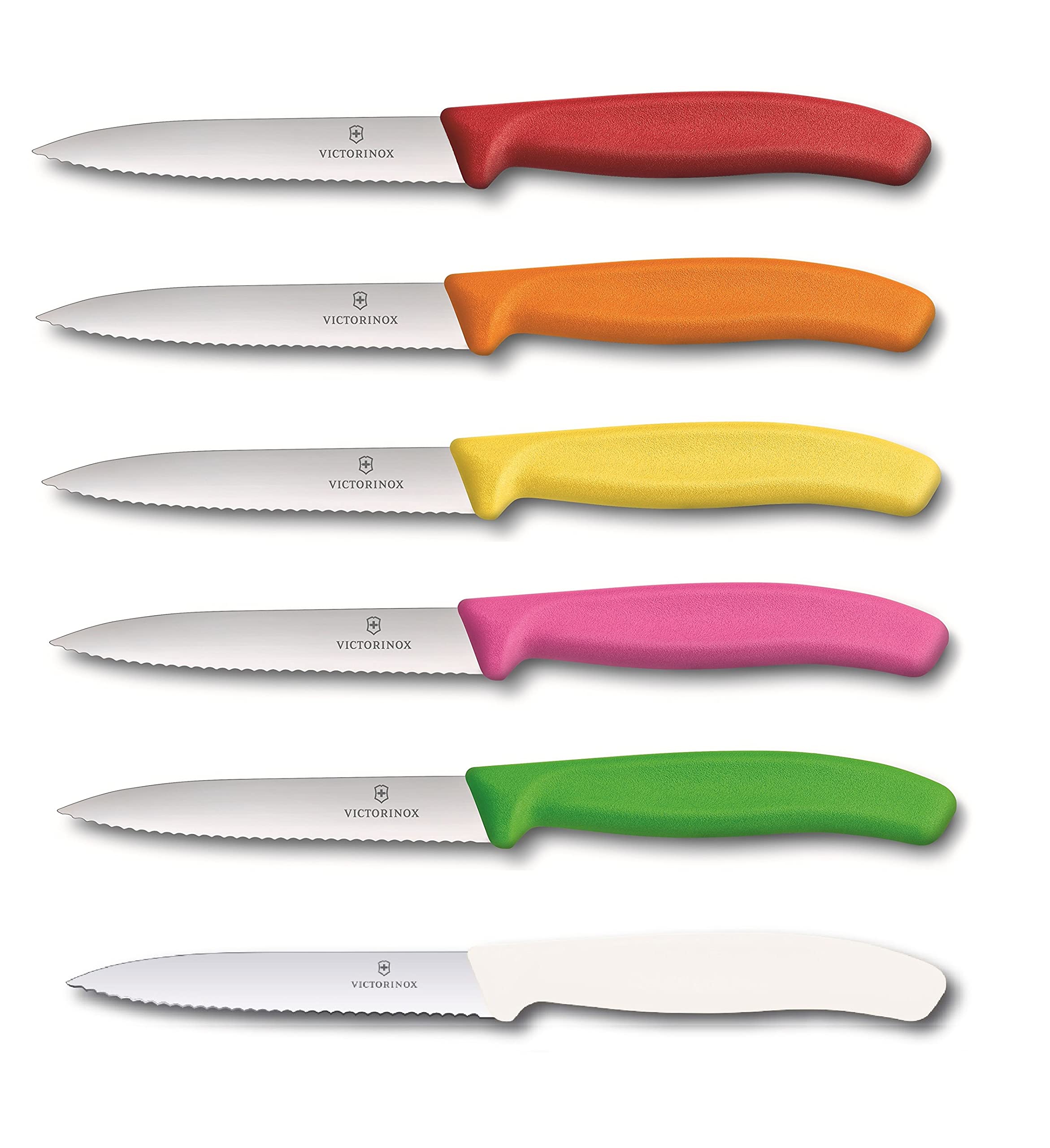 Victorinox 10cm Vegetable & Tomato Knife Set - 6-Piece Colorful Mixed Knives for Kitchen, Cooking, and Food Prep | Perfect for Slicing Tomatoes, Peppers, and Soft Fruits