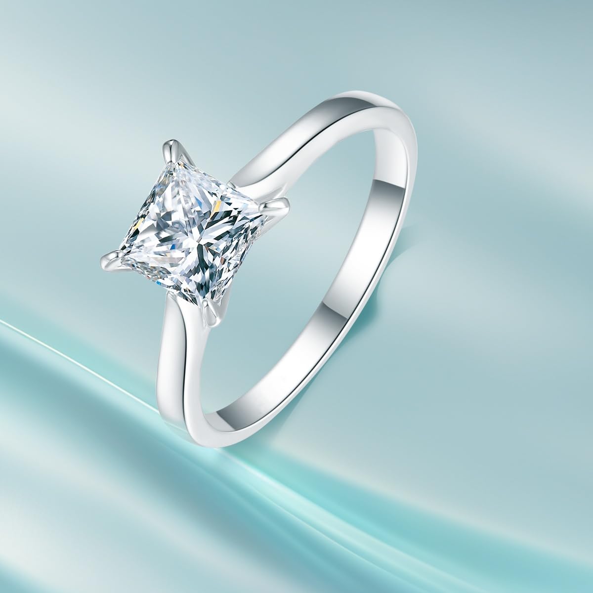 1.5 CT Princess Cut Cubic Zirconia Engagement Ring for Women - Sterling Silver Promise & Wedding Band - Size 5-10 - Perfect Christmas, Birthday Gift for Her, Girlfriend, Fiancée - Ideal for Proposals, Anniversaries, Special Occasions