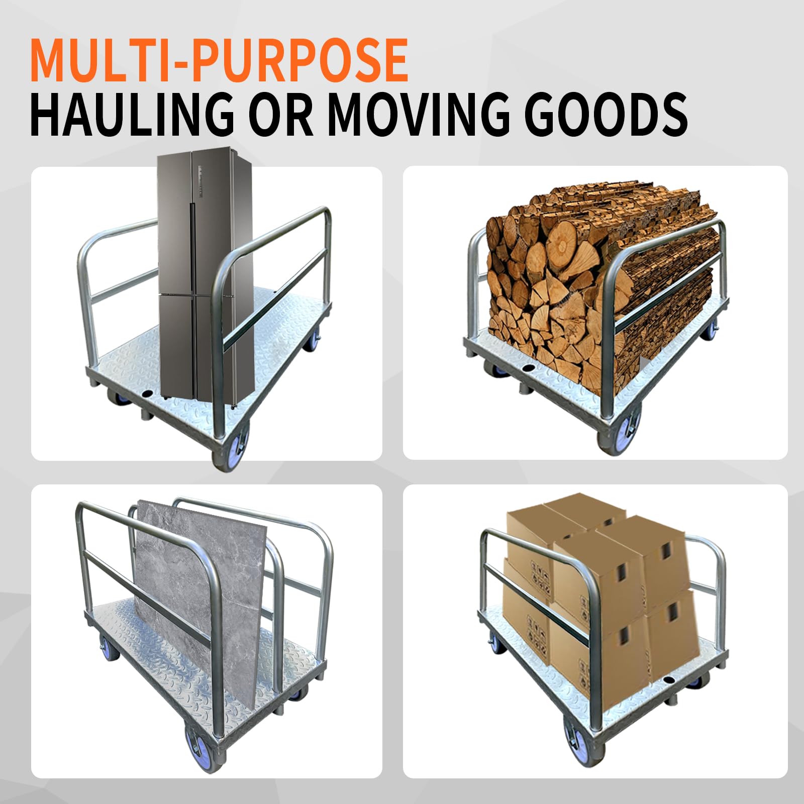Heavy Duty Steel Panel Truck - 2000lbs Capacity Drywall Lumber Cart with 6
