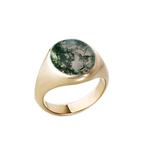 Unique Moss Agate Engagement Ring - 925 Sterling Silver & Rose Gold Gemstone Ring for Women | Best Wedding Gift for Wife, Bridal Jewelry, Anniversary Present - Perfect for Proposals, Weddings & Special Occasions