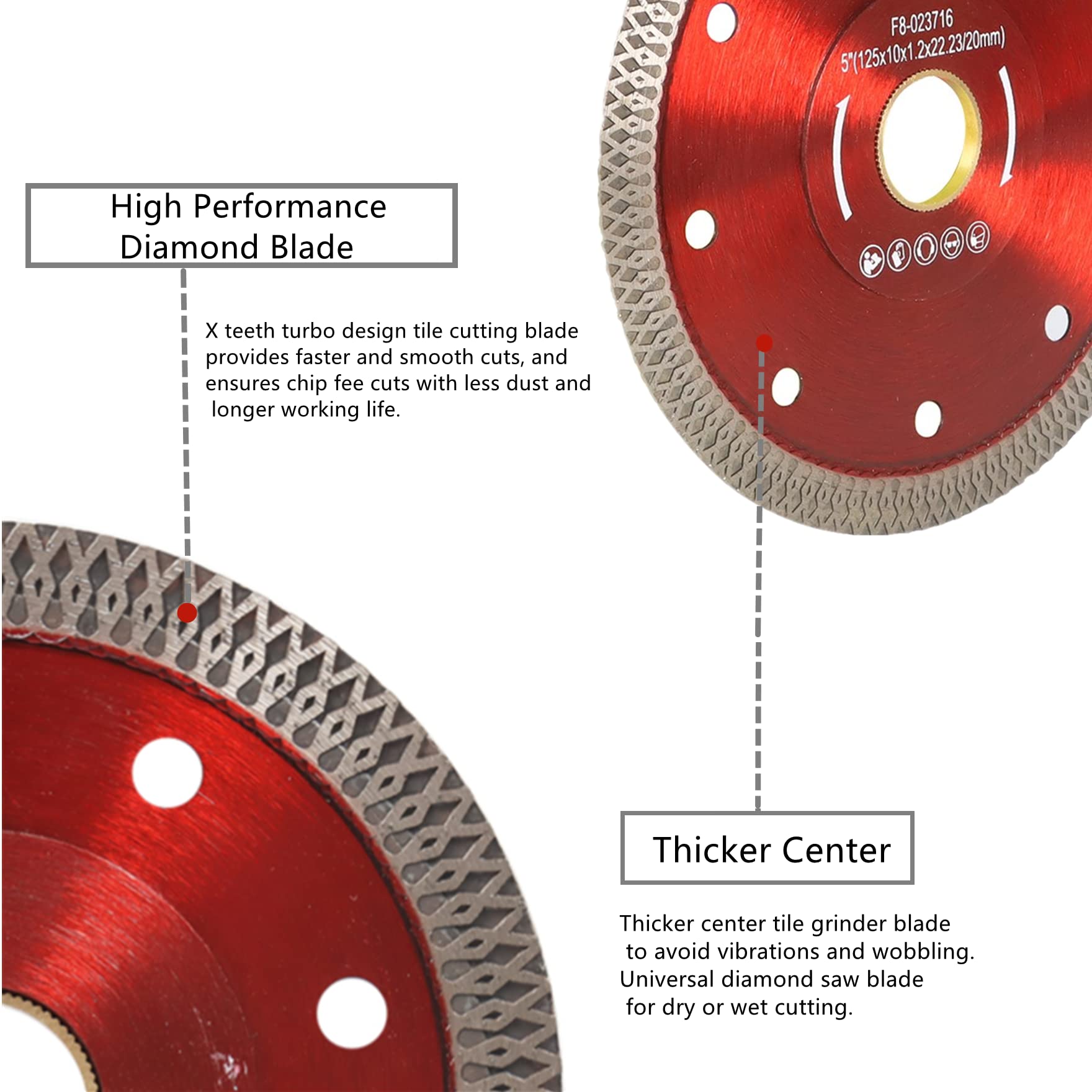 Diamond Saw Blade for Tile, Porcelain & Granite - Dry/Wet Cutting