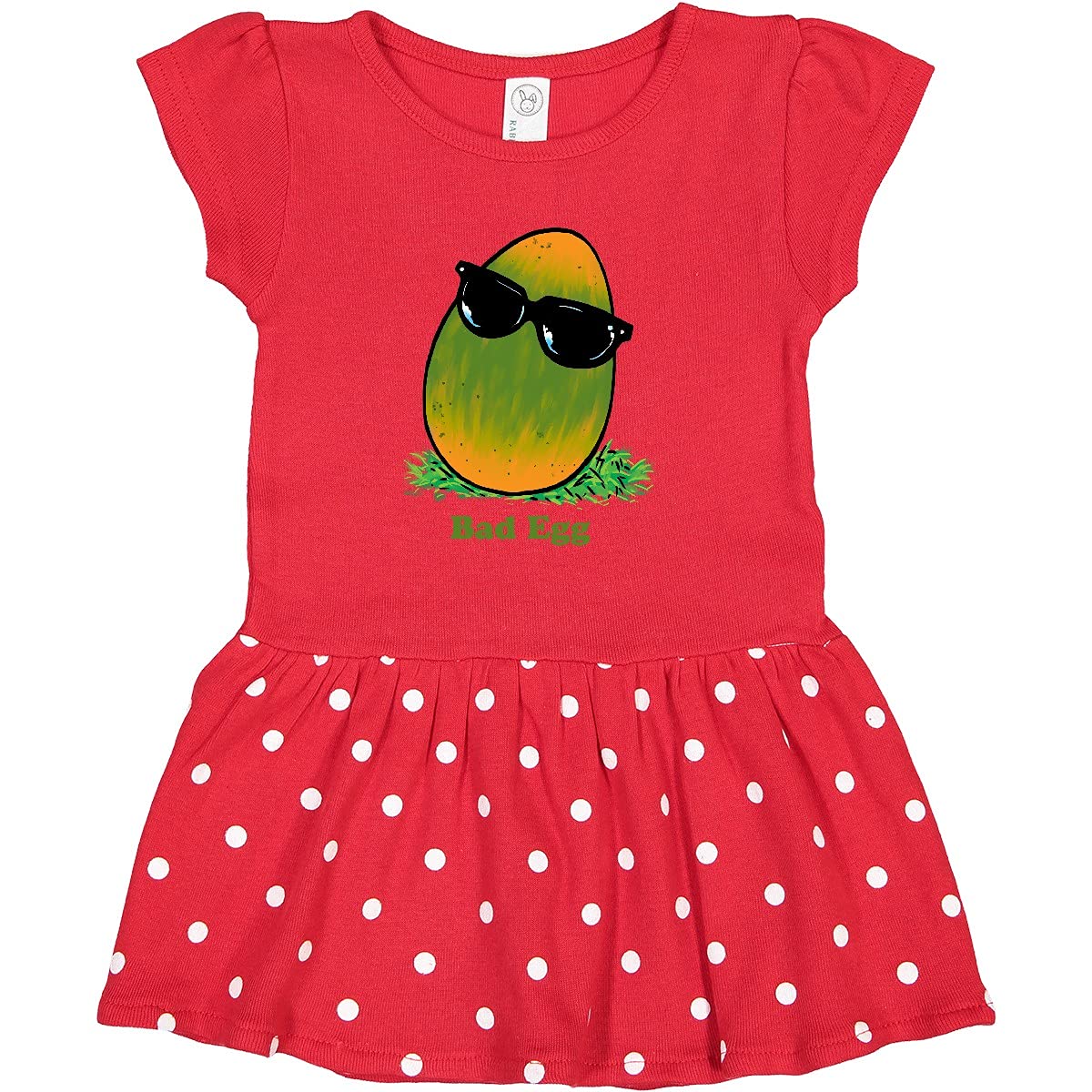 Easter Green and Yellow Bad Egg with Sunglasses Toddler Dress - Cute Holiday Outfit for Easter Egg Hunts & Spring Celebrations