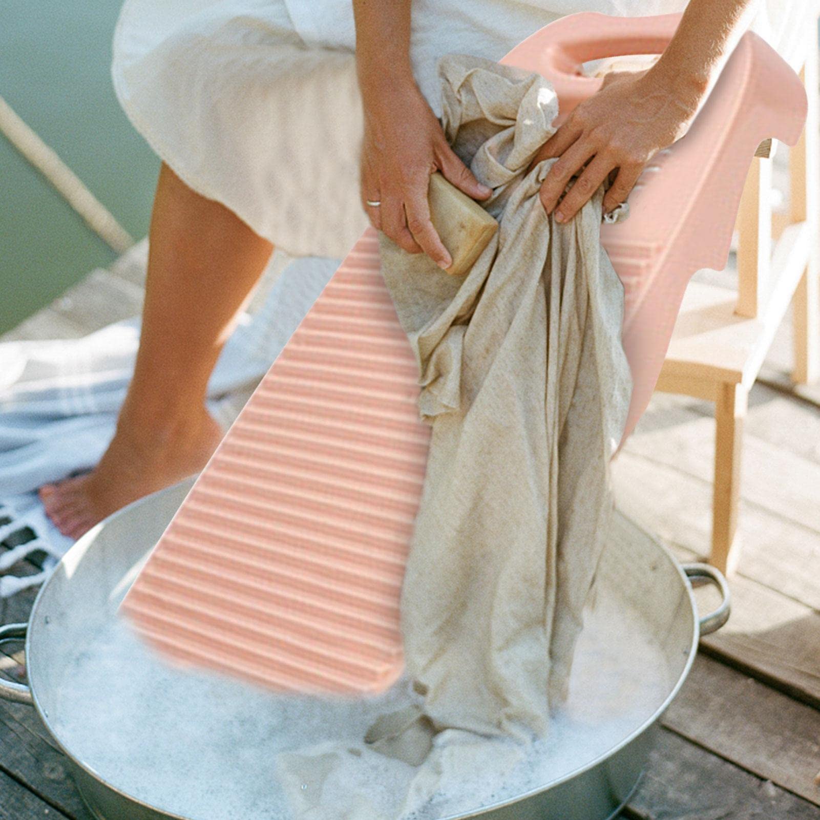 Hand Wash Laundry Board with Soap Holder - Durable Scrubbing Mat for Clothes & Delicates - Perfect for Hand Washing, Travel & Camping - Household Washing Board for Socks, Underwear & Baby Clothes