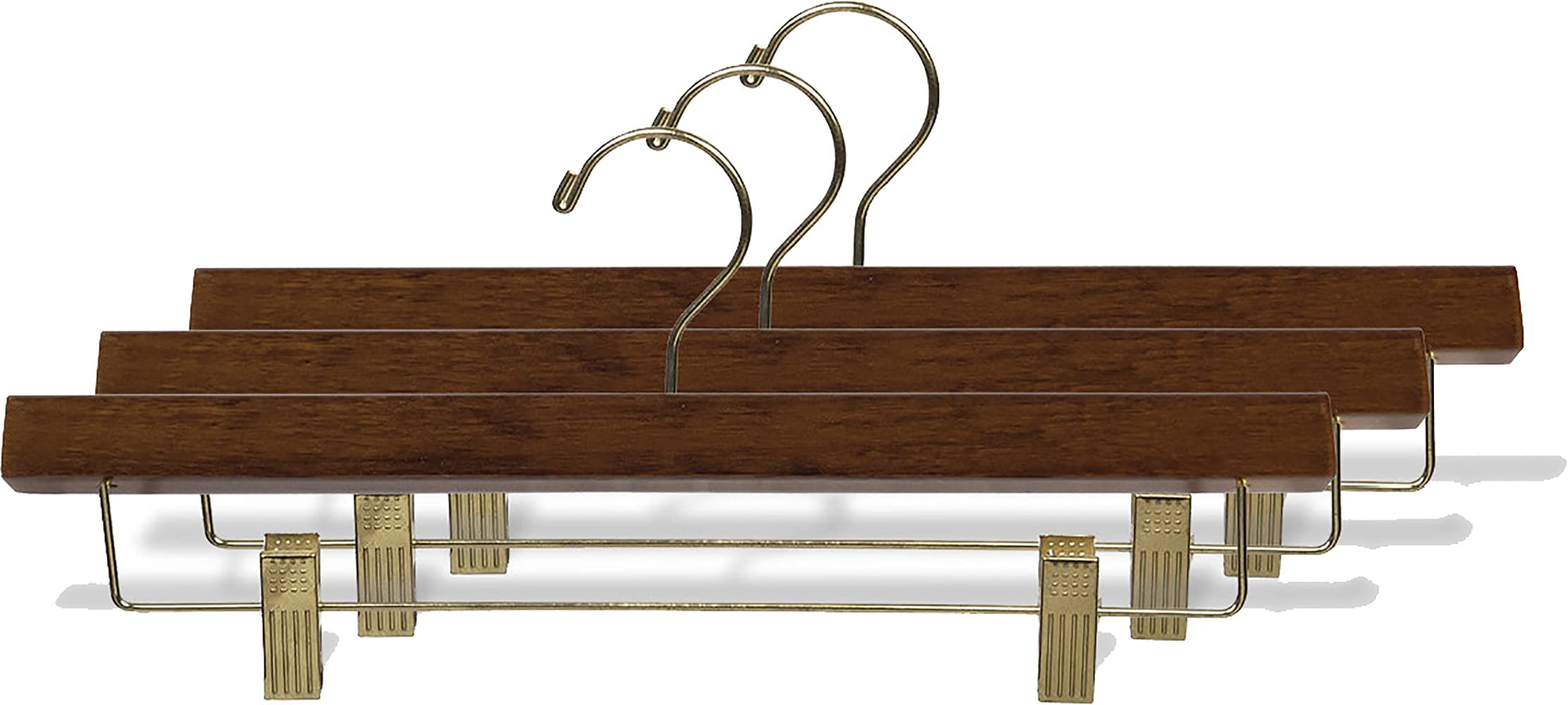25 Pack Solid Mahogany Alder Wood Pants & Skirt Hangers with Adjustable Clips - Premium Wooden Bottom Hangers for Closet Organization - Perfect for Pants, Skirts, Scarves and Delicate Clothing Storage
