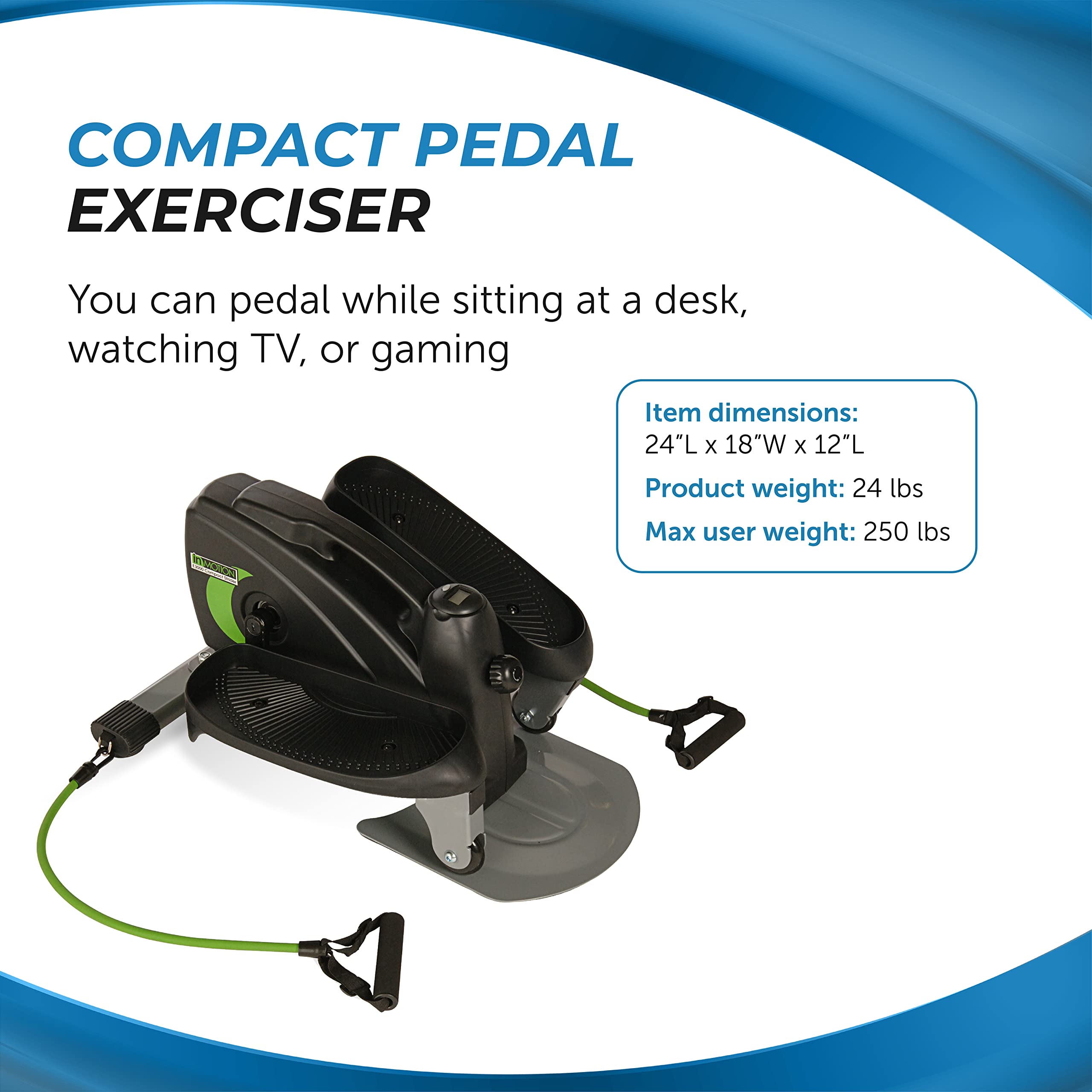 Stamina Inmotion Compact Strider - Under Desk Elliptical Machine for Home & Office - Seated/Standing Low-Impact Cardio Workout Equipment - Perfect for Small Spaces & Sedentary Workers
