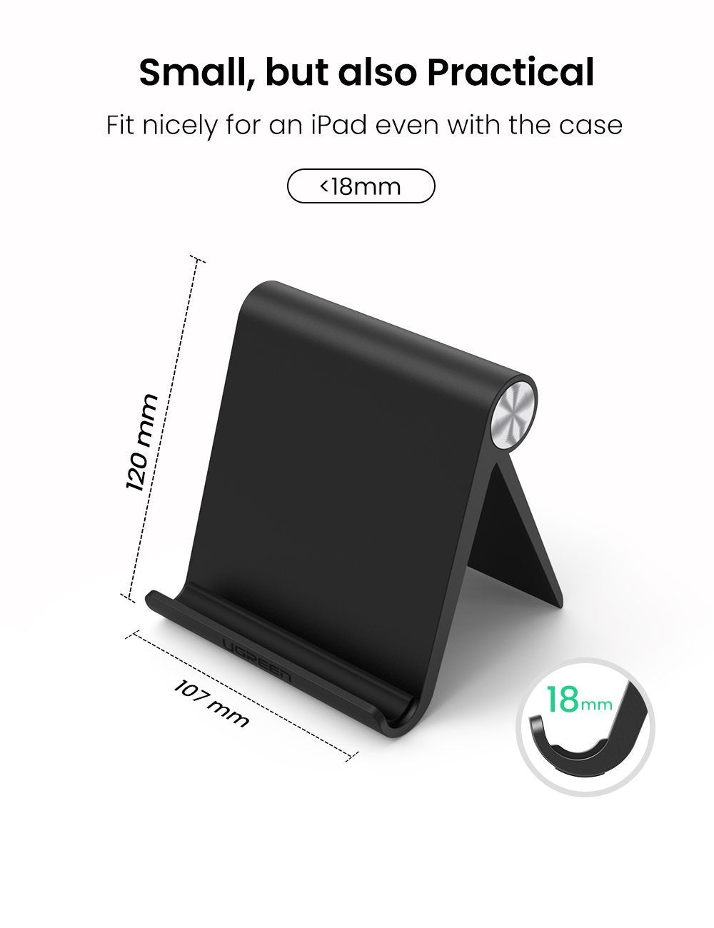 UGREEN Adjustable Multi-Angle Tablet Stand Holder for iPad, iPhone, Samsung - Perfect for Desk, Bed, Kitchen & Office Use