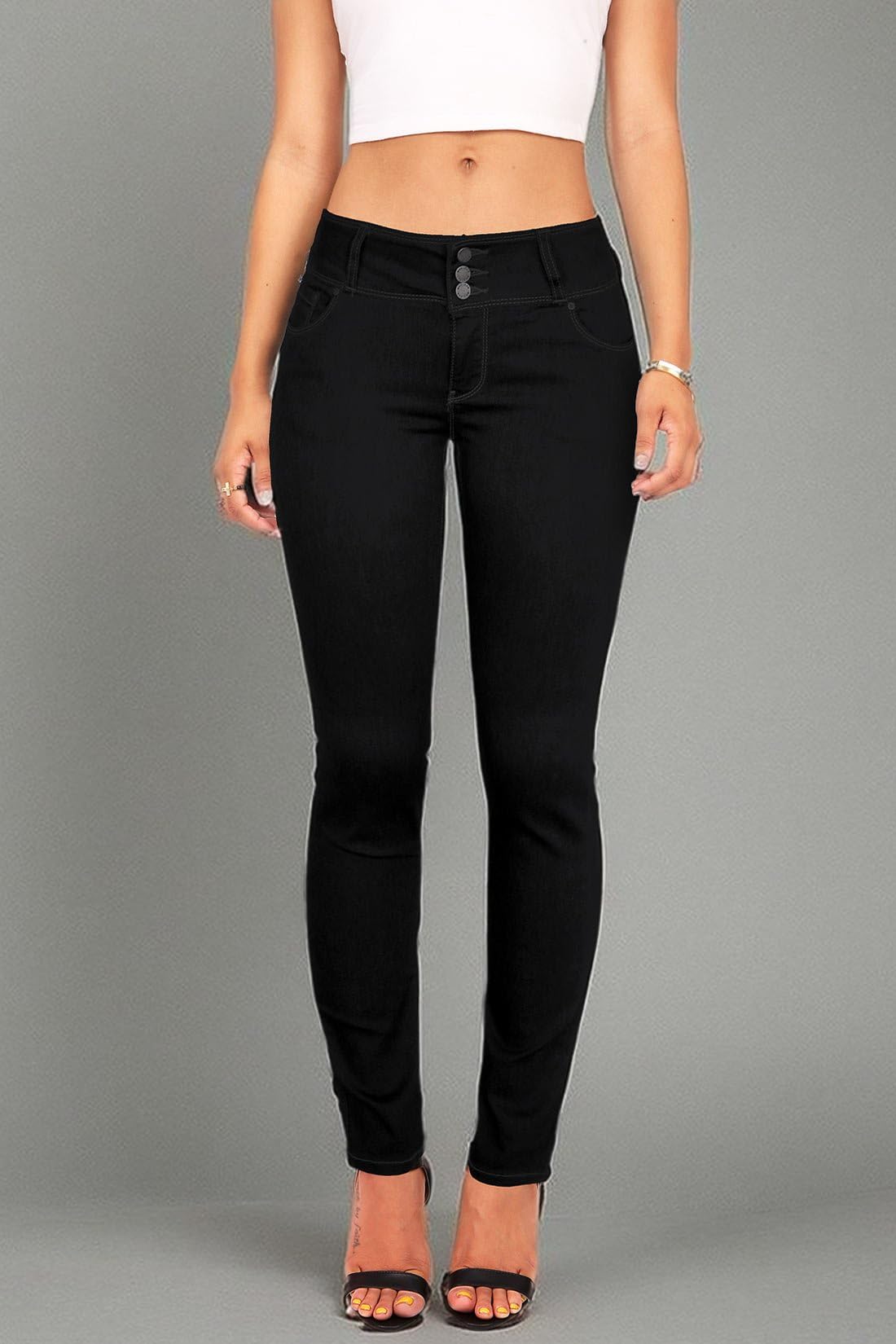 Womens Juniors Slim Fit Mid Rise Skinny Jeans - Black Size 11 | Flattering Body Shape | Perfect for Casual Wear, Date Nights & Everyday Outfits