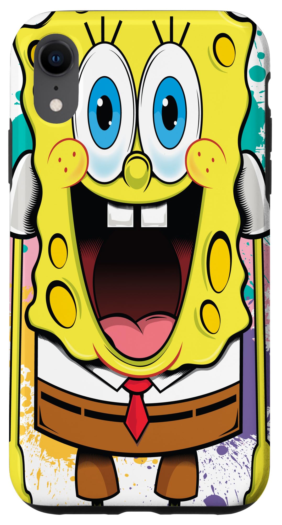 Spongebob Squarepants iPhone XR Case - Colorful Paint Splatter Design Protective Cover | Perfect for Fans, Casual Use & Everyday Protection