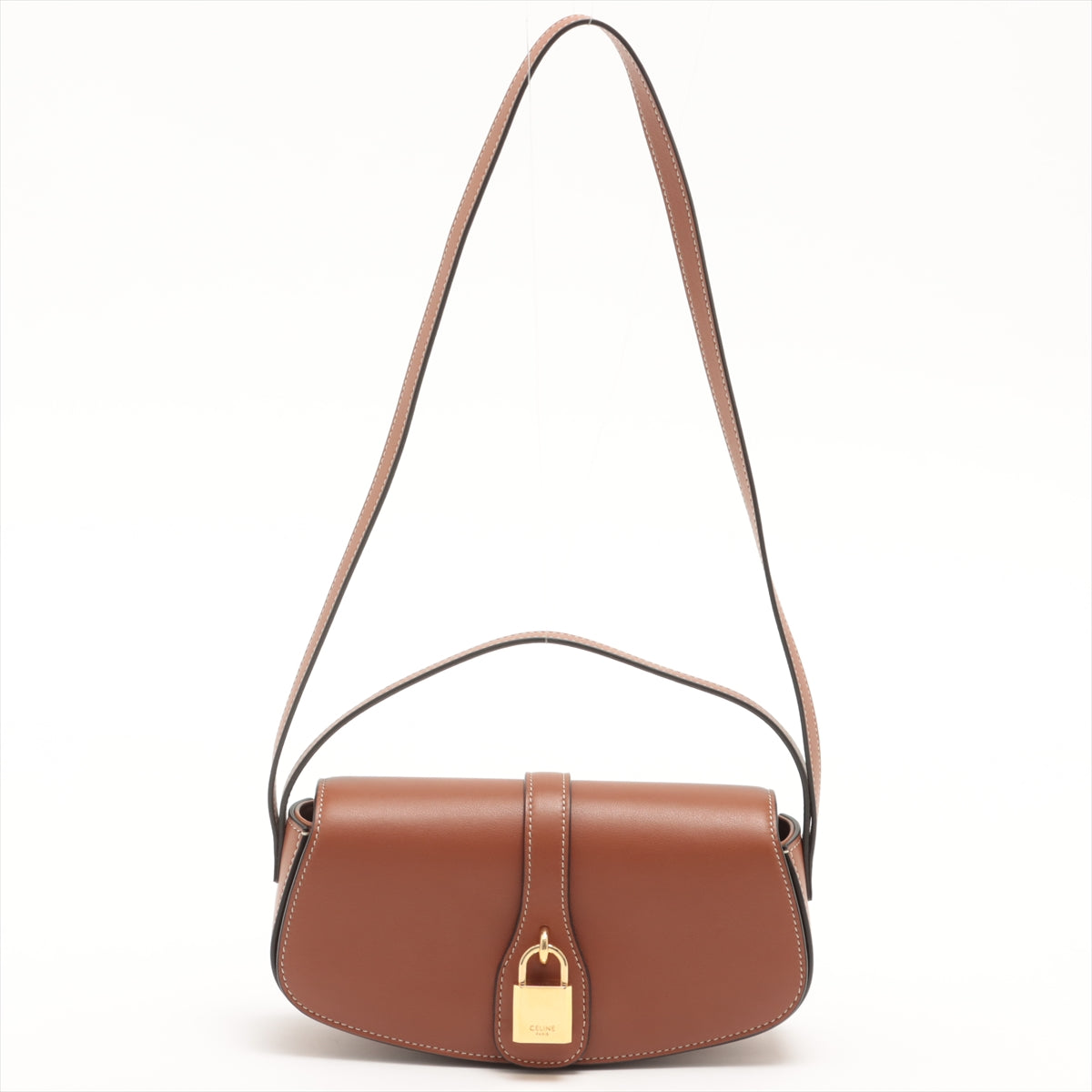 Celine Tabou Brown/Tan Leather Clutch with Strap - Stylish Crossbody Bag for Women, Perfect for Evening Parties & Date Nights