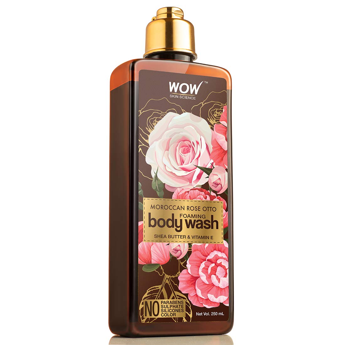 WOW Skin Science Rose Otto Foaming Body Wash - Sulfate-Free, Paraben-Free, Silicone-Free & Color-Free Formula - 250mL | Hydrating & Gentle Cleanser for Dry & Sensitive Skin | Perfect for Daily Shower & Spa-Like Experience at Home