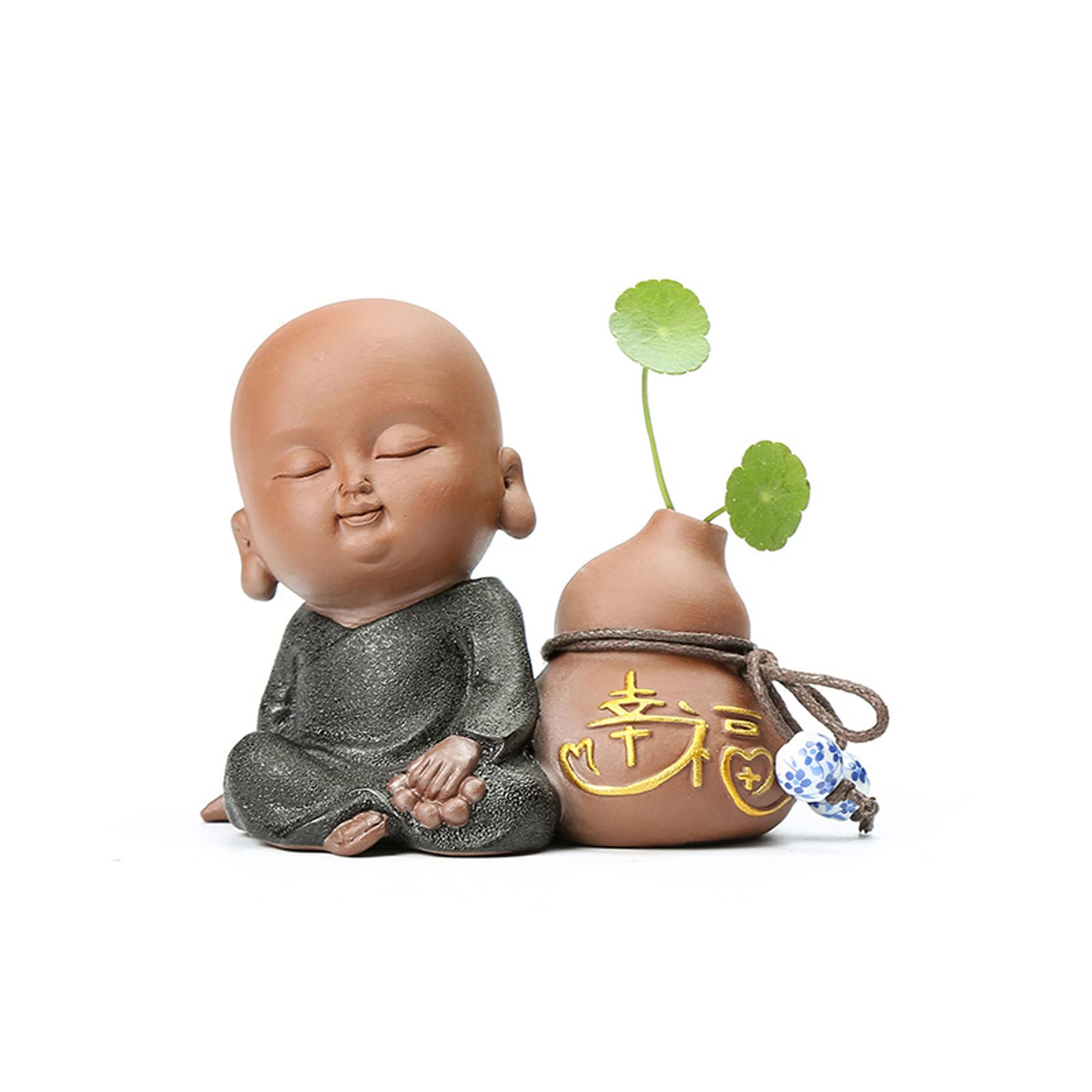 Handmade Zisha Clay Tea Pet - Adorable Mini Vase for Tea Ceremony | Creative Monk Figurine Ceramic Ornament | Perfect for Home Decor, Tea Lovers & Zen Meditation Spaces