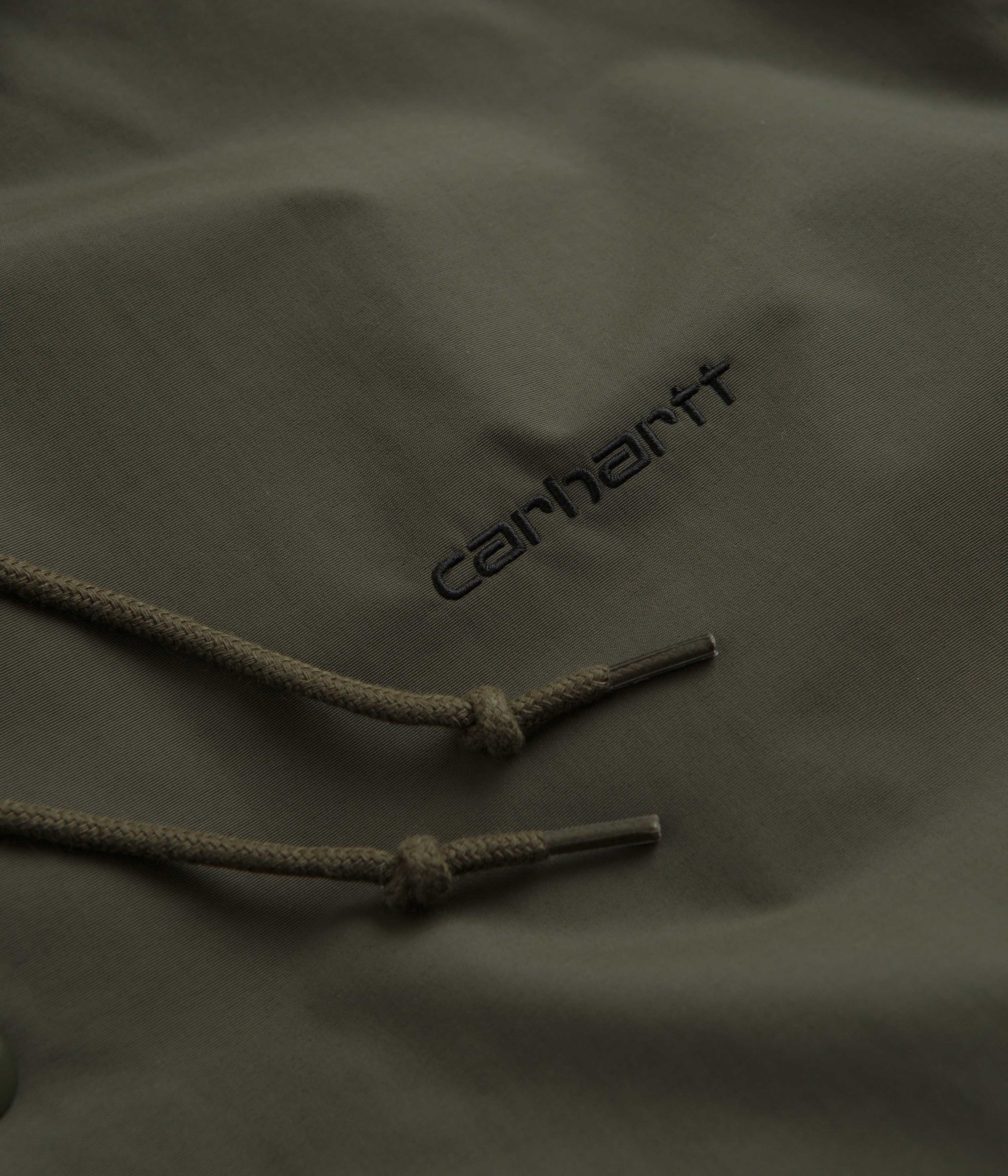 Carhartt Hooded Coach Jacket for Men - Water-Resistant Cypress & Black Work Jacket - Durable Outdoor Workwear for Construction, Hiking & Casual Wear