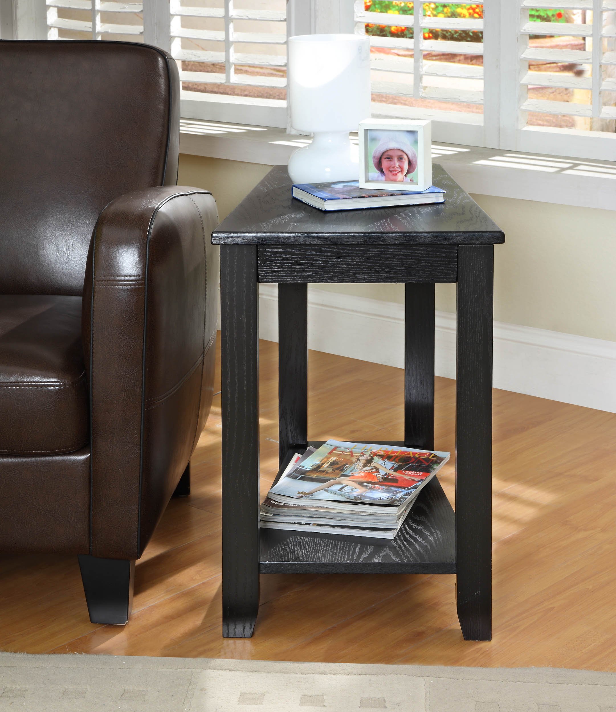 Homelegance Elwell Wedged Chairside End Table - Black | Small Side Table for Living Room, Bedroom & Office | Compact Accent Table for Home Decor