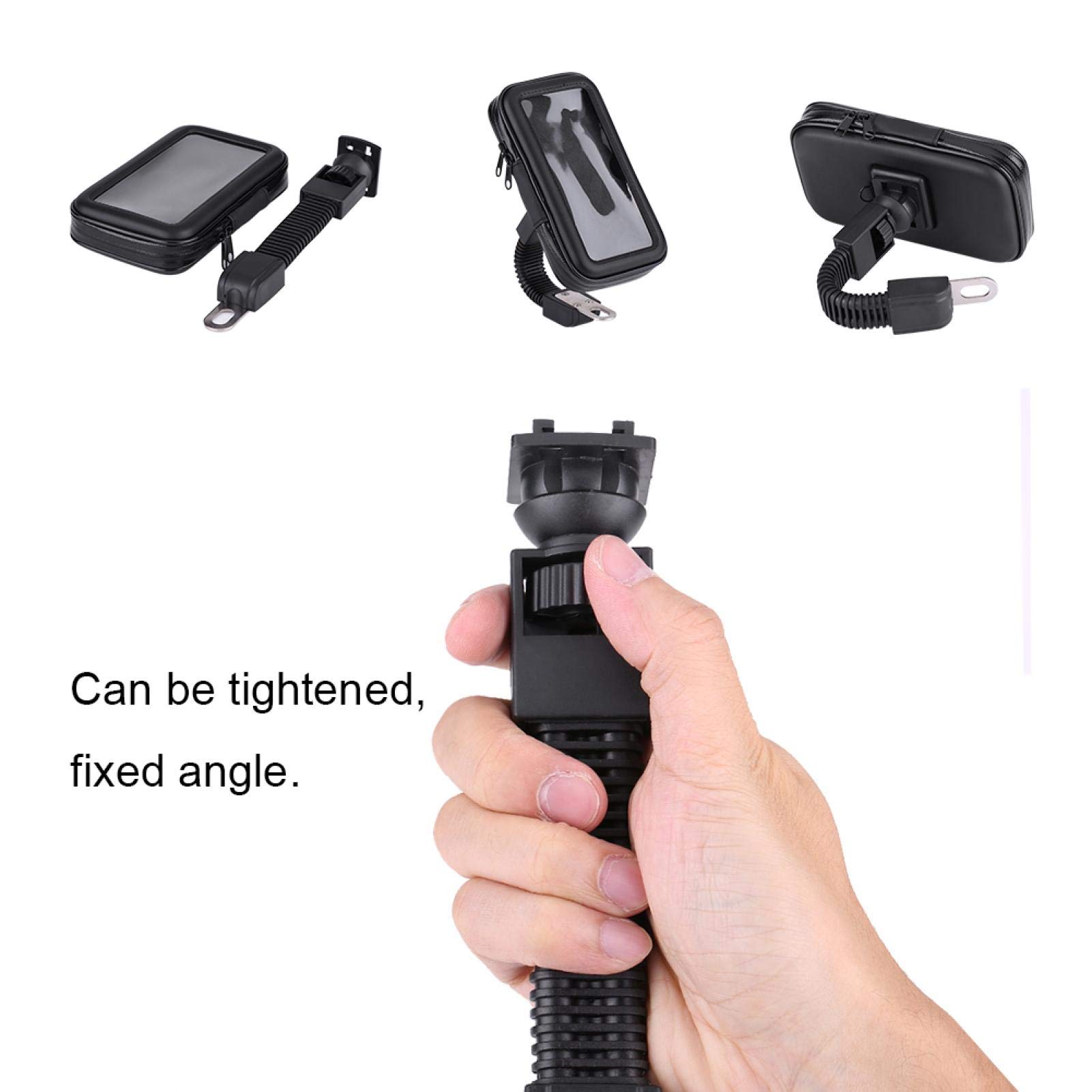Ymiko Waterproof Motorcycle Phone Mount Holder - Universal Touchscreen Compatible Phone Case Bag with Rearview Mirror Stand for Safe Riding (Perfect for Adventure Tours, Commuting & GPS Navigation)