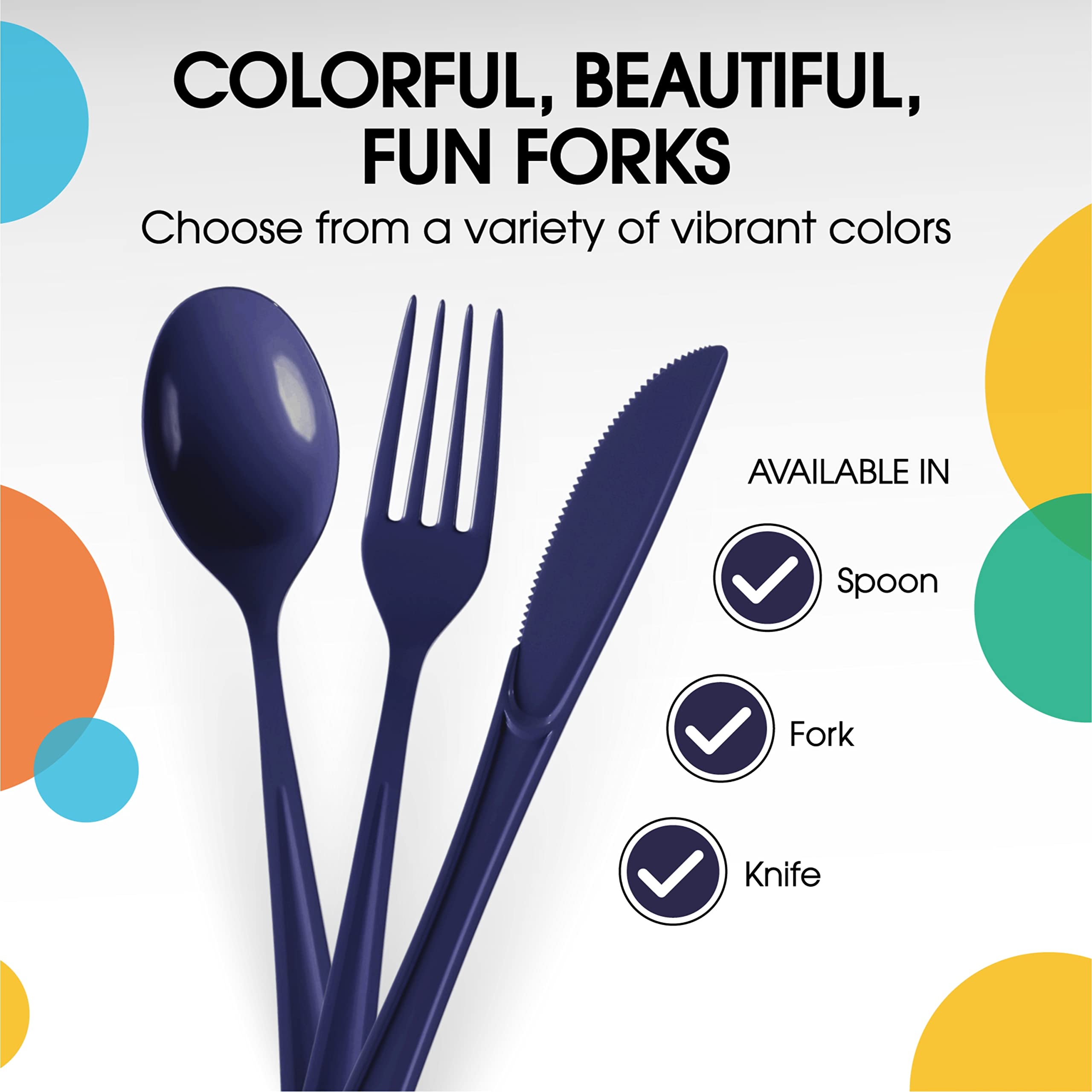 200-Pack Heavy Duty Navy Blue Plastic Forks - Disposable Cutlery Set for Parties, Picnics, BBQs & Events - Durable Plastic Flatware for Outdoor Dining & Catering