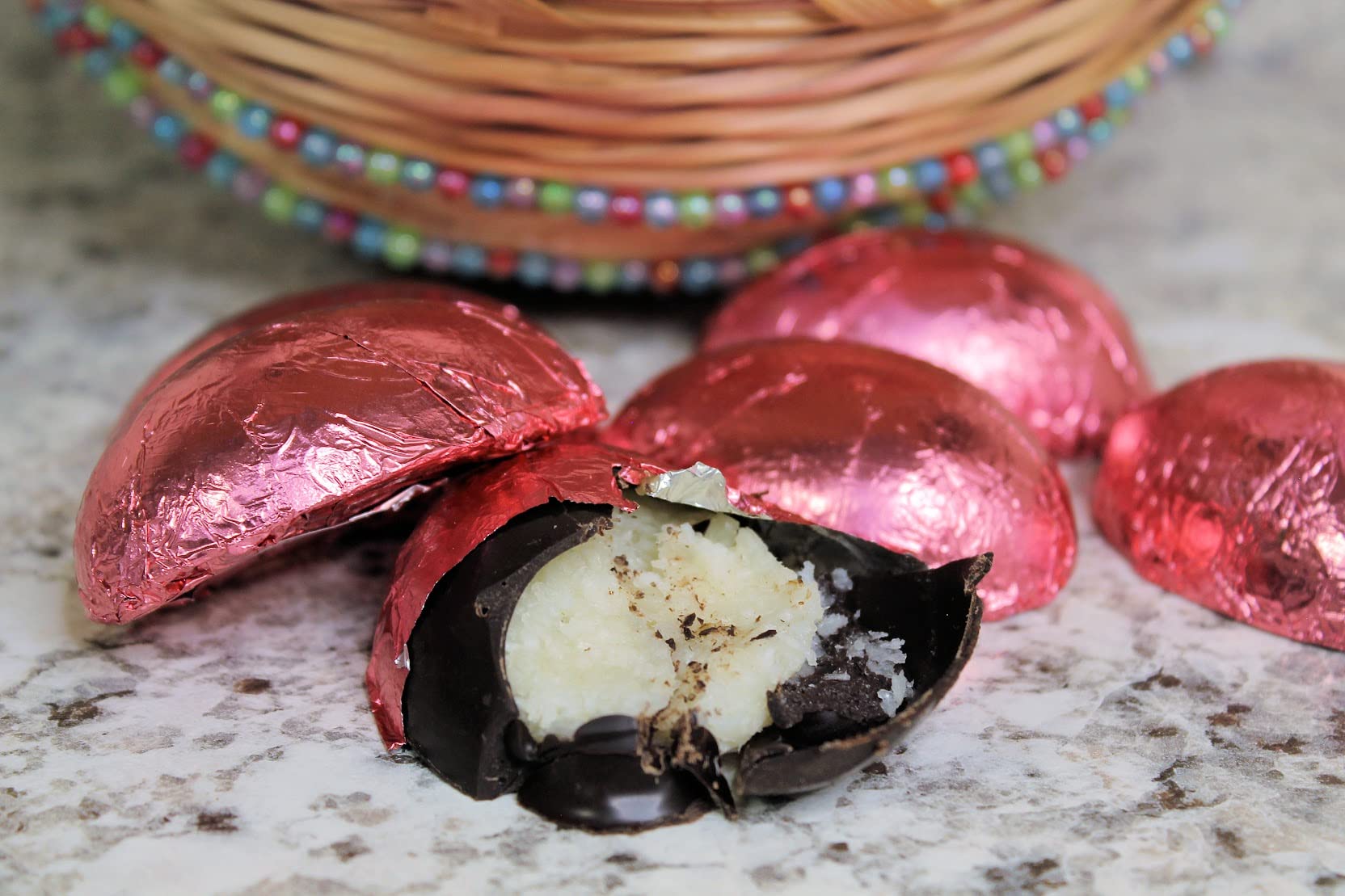 Belgium Dark Chocolate Easter Eggs with Coconut Cream - 6pc, Gluten Free & Kosher - Perfect for Easter Baskets & Gifts