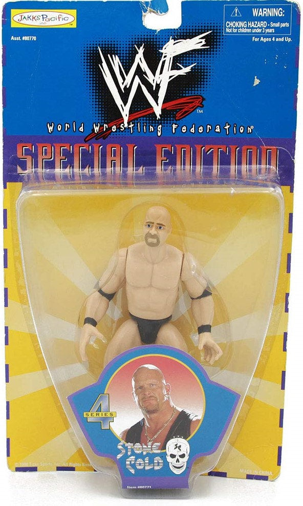1999 WWF Jakks Pacific Special Edition Series 4 Stone Cold Steve Austin Action Figure - Exclusive Collectible for Wrestling Fans & Nostalgic Gift for WWF Enthusiasts - Perfect for Display, Play, and Wrestling Memorabilia Collections