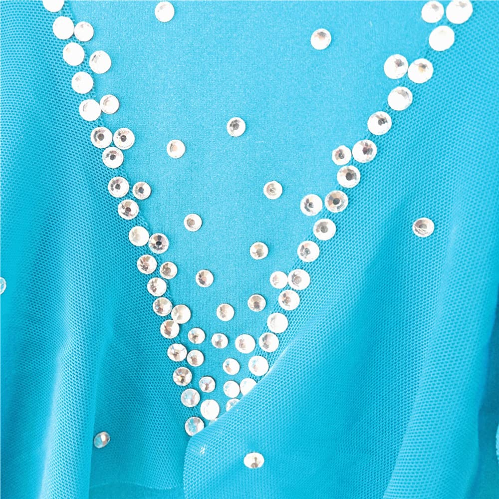 LIUHUO Men's Rhythmic Gymnastics Leotard & Boys Figure Skating Unitard - Stretchy Performance Top for Youth Athletes in Blue | Perfect for Competitions, Training & Dance Routines