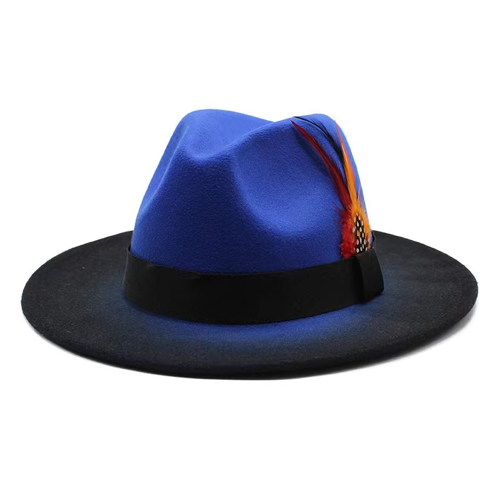 Stylish Women's Fedora Hat - Fashionable Gradient Felt Panama Hat with Chain & Feather Decoration | Perfect for Outdoor Events, Parties, and Summer Vacations