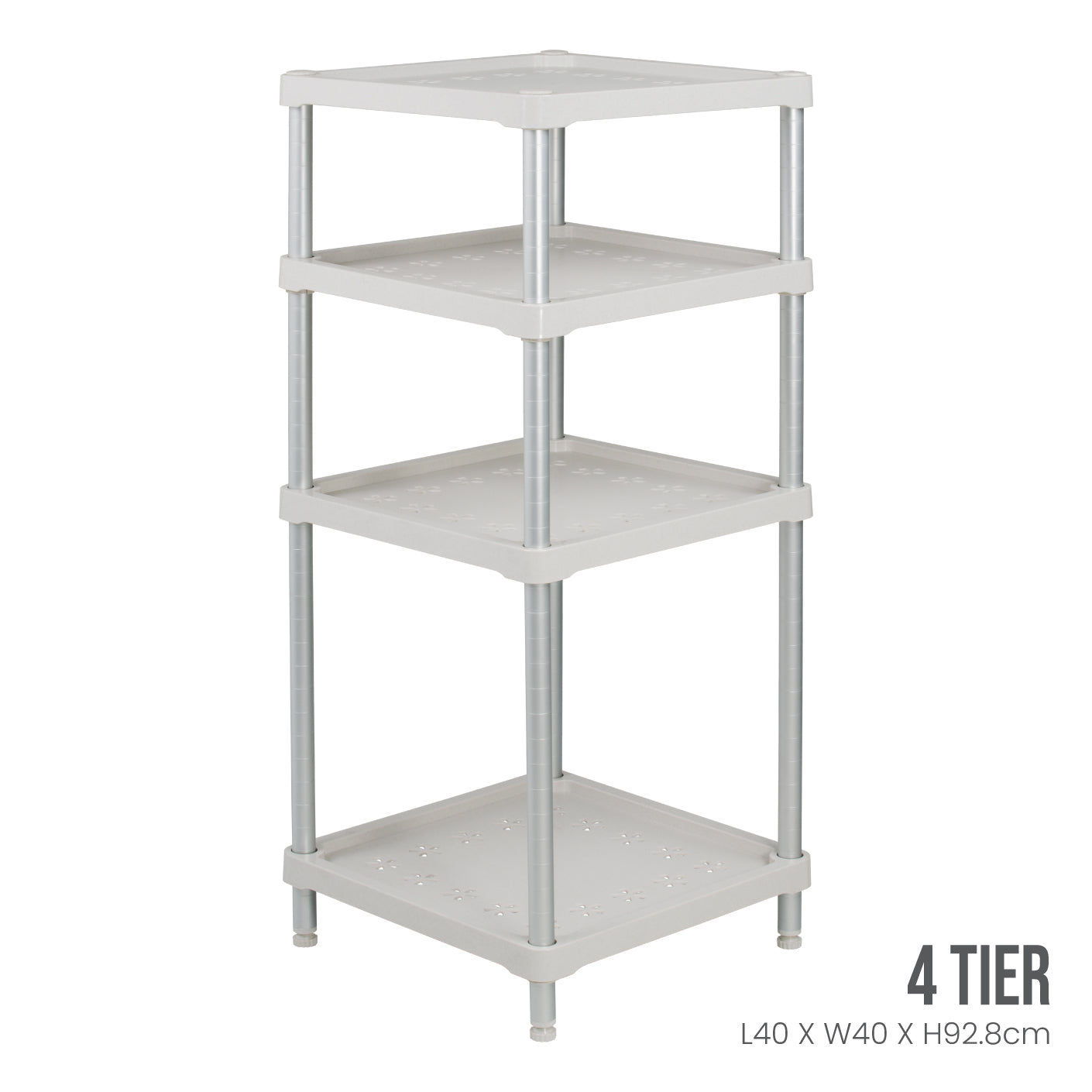 4 Tier Plastic Storage Shelf Organizer - 15.7