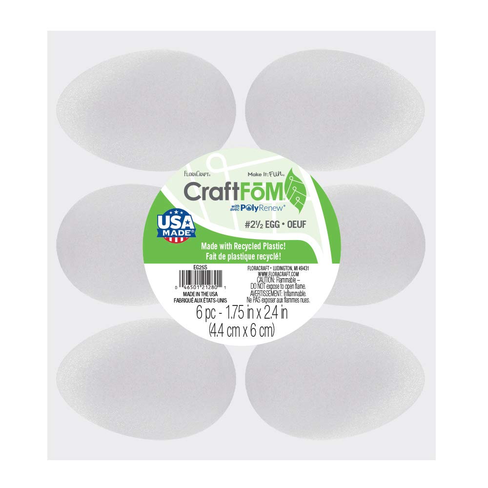 FloraCraft CraftFōM 6-Piece White Foam Egg Set (1.75