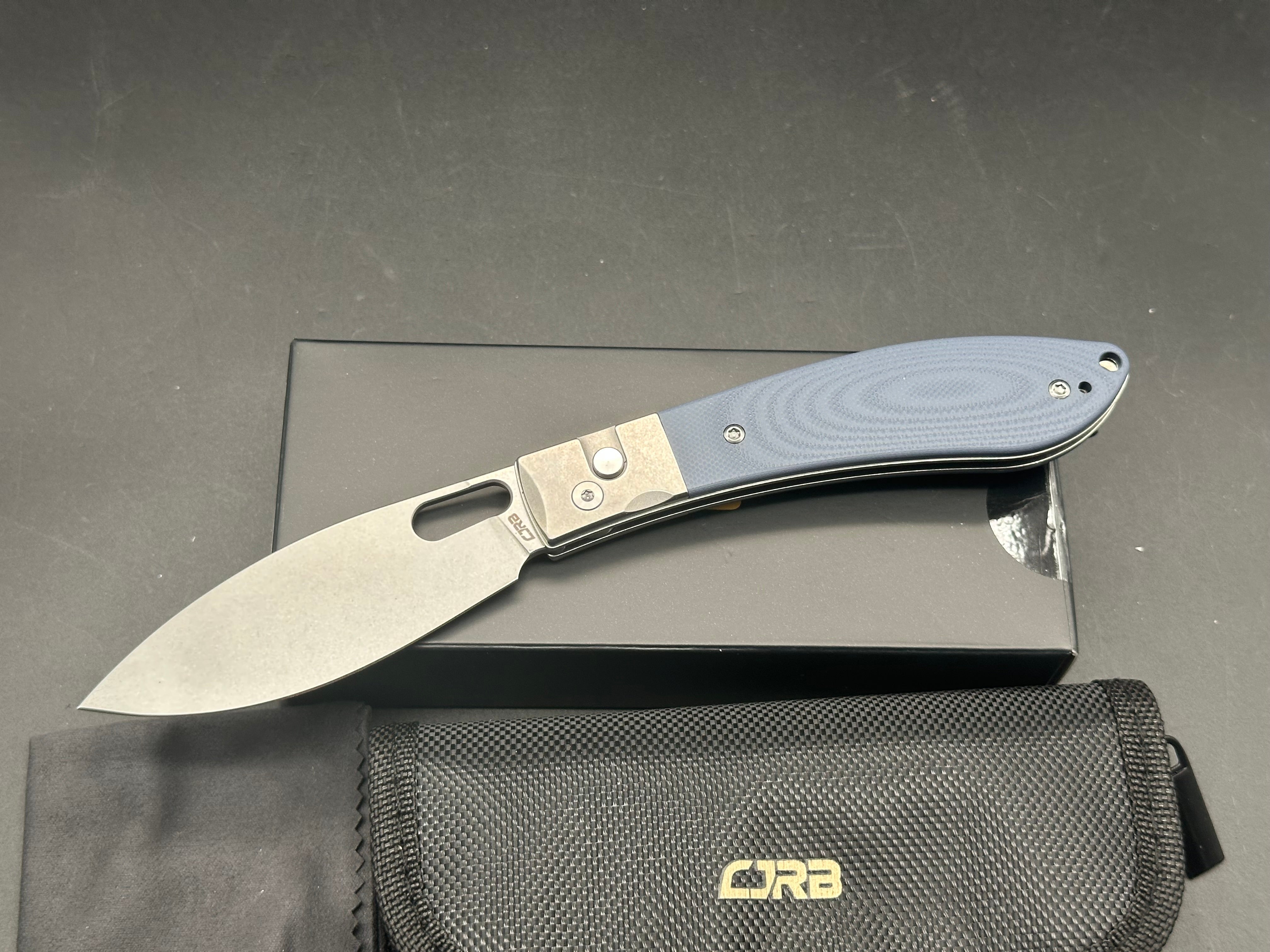 CJRB SASAYA Folding Knife - Gray G10 Handle, AR-RPM9 Steel, Drop Point Plain Edge, Stonewash Finish - EDC, Outdoor, Camping, Survival Gear