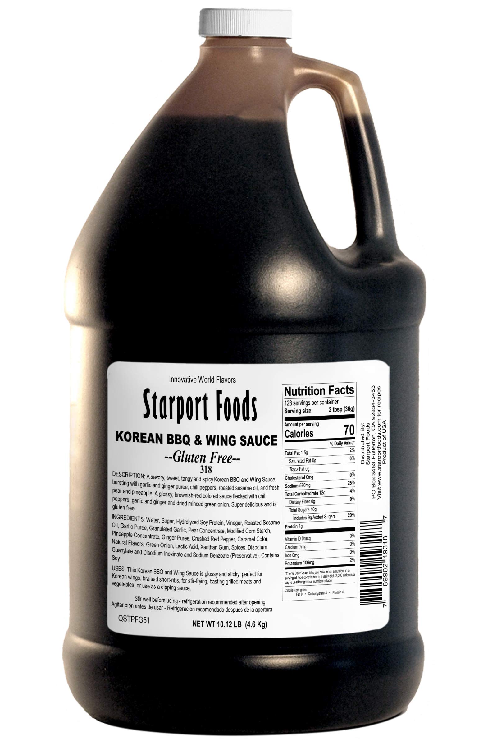 Starport Foods Korean BBQ & Wing Sauce - Gluten Free, Vegetarian, 1 Gallon (162 OZ, 10.12 LB) - Perfect for Grilling, Dipping & Marinating Meats