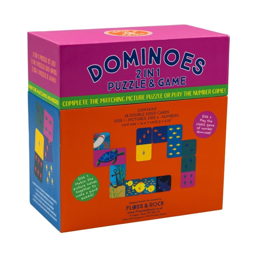 Floss and Rock Deep Sea Dominoes Set - Fun Family Board Game for Kids & Adults - Perfect for Parties, Travel, and Indoor Game Nights