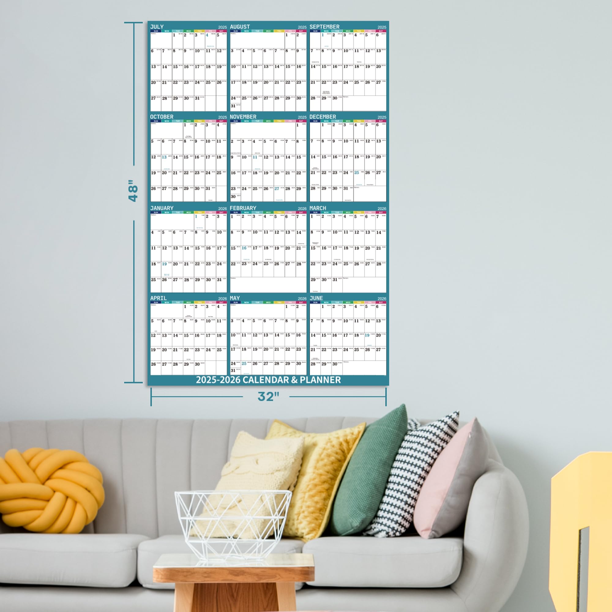 2025-2026 Dry Erase Wall Calendar - Large 48